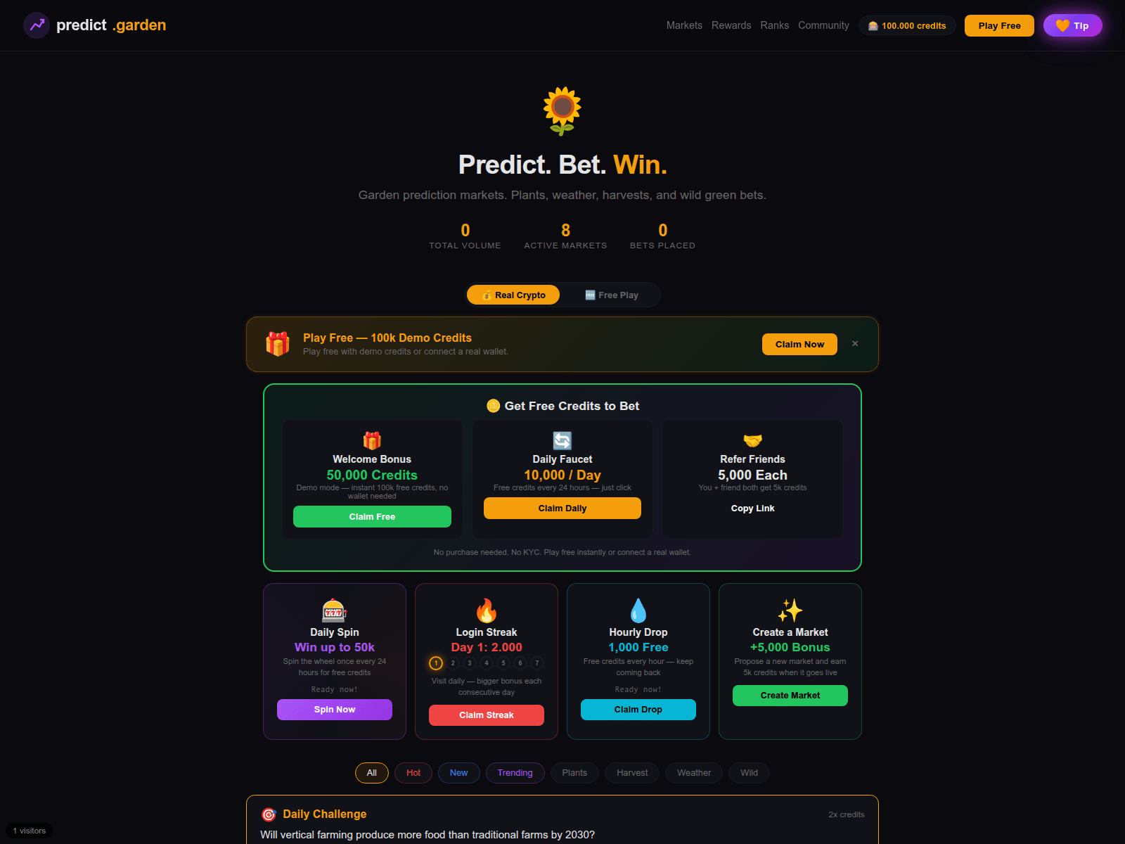 Screenshot of predict.garden