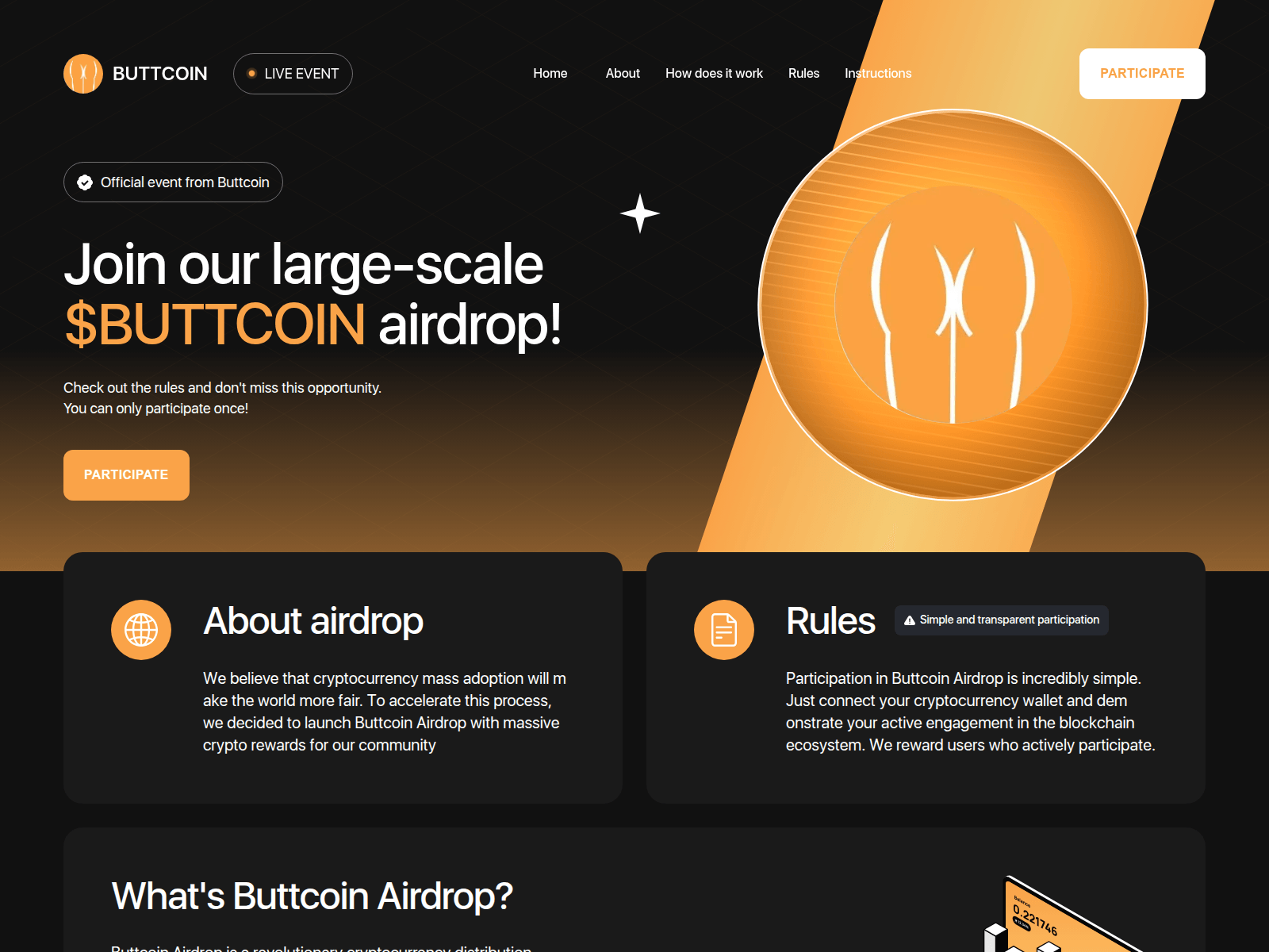 Screenshot of buttcoin.app