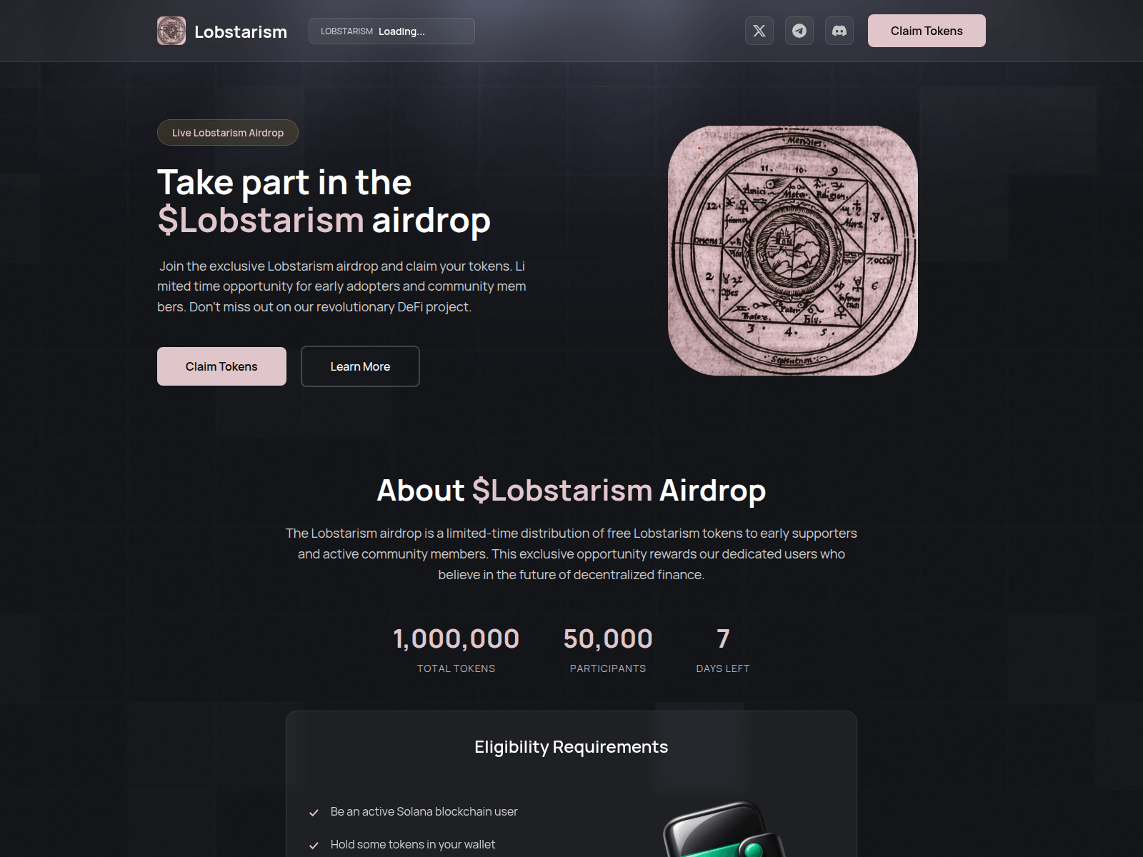 Screenshot of lobstarismclaim.pages.dev