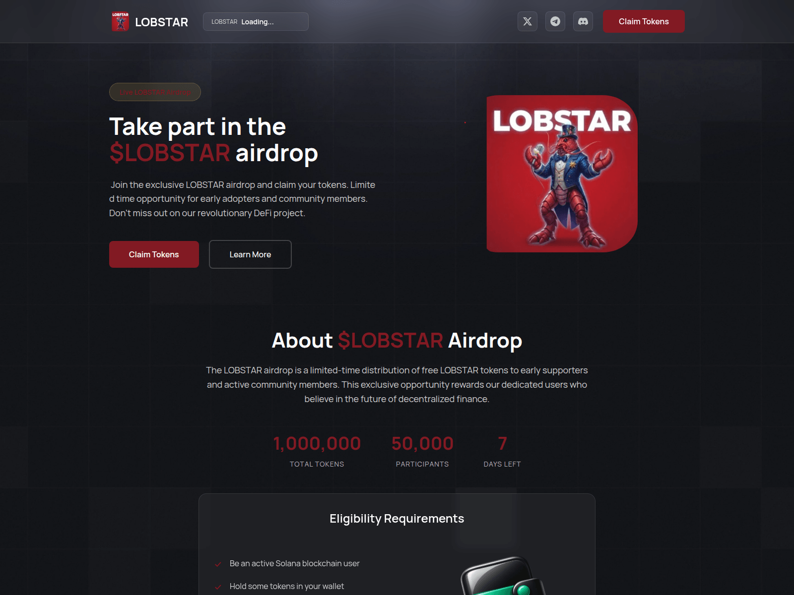 Screenshot of lobstarclaim.pages.dev