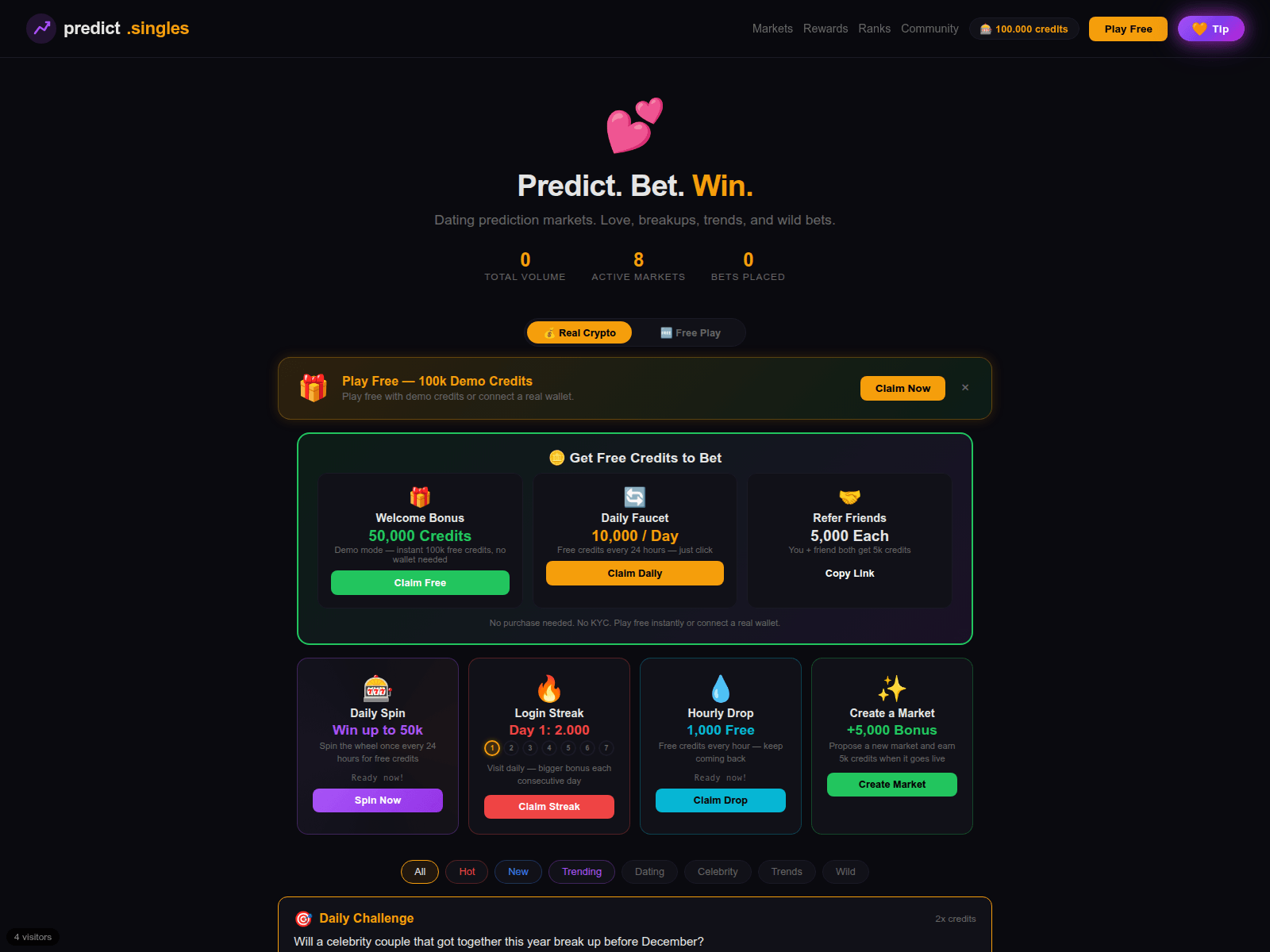 Screenshot of predict.singles