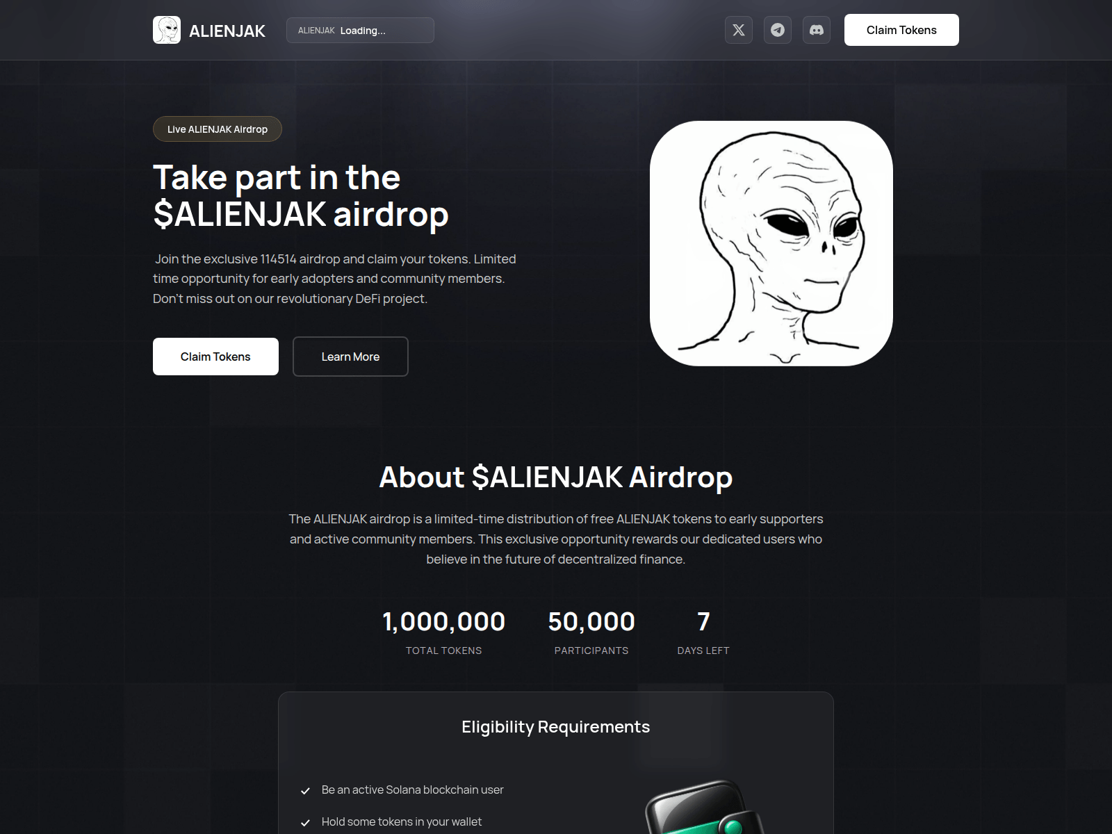 Screenshot of claim-alienjak.pages.dev
