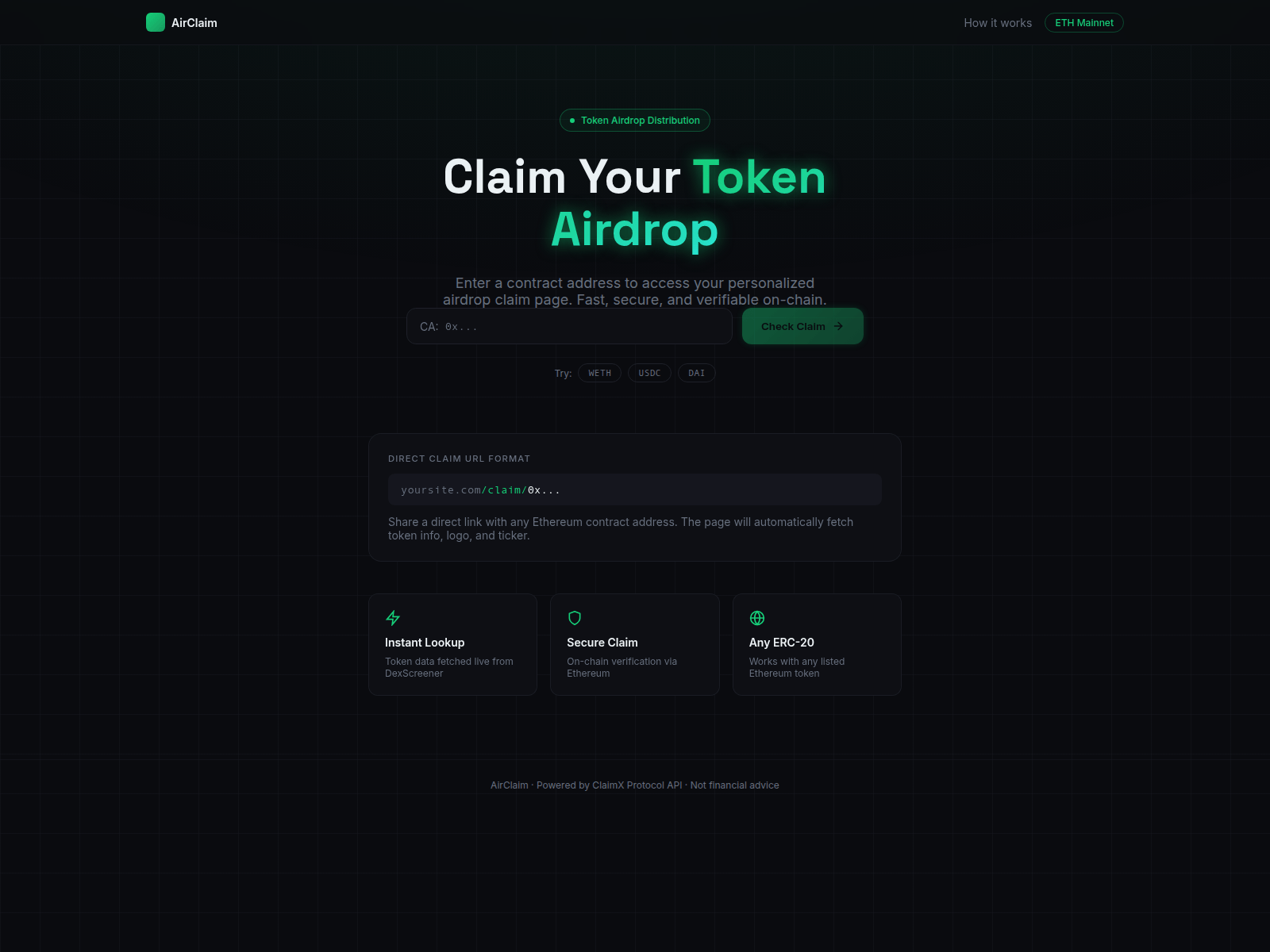 Screenshot of claimlist.live
