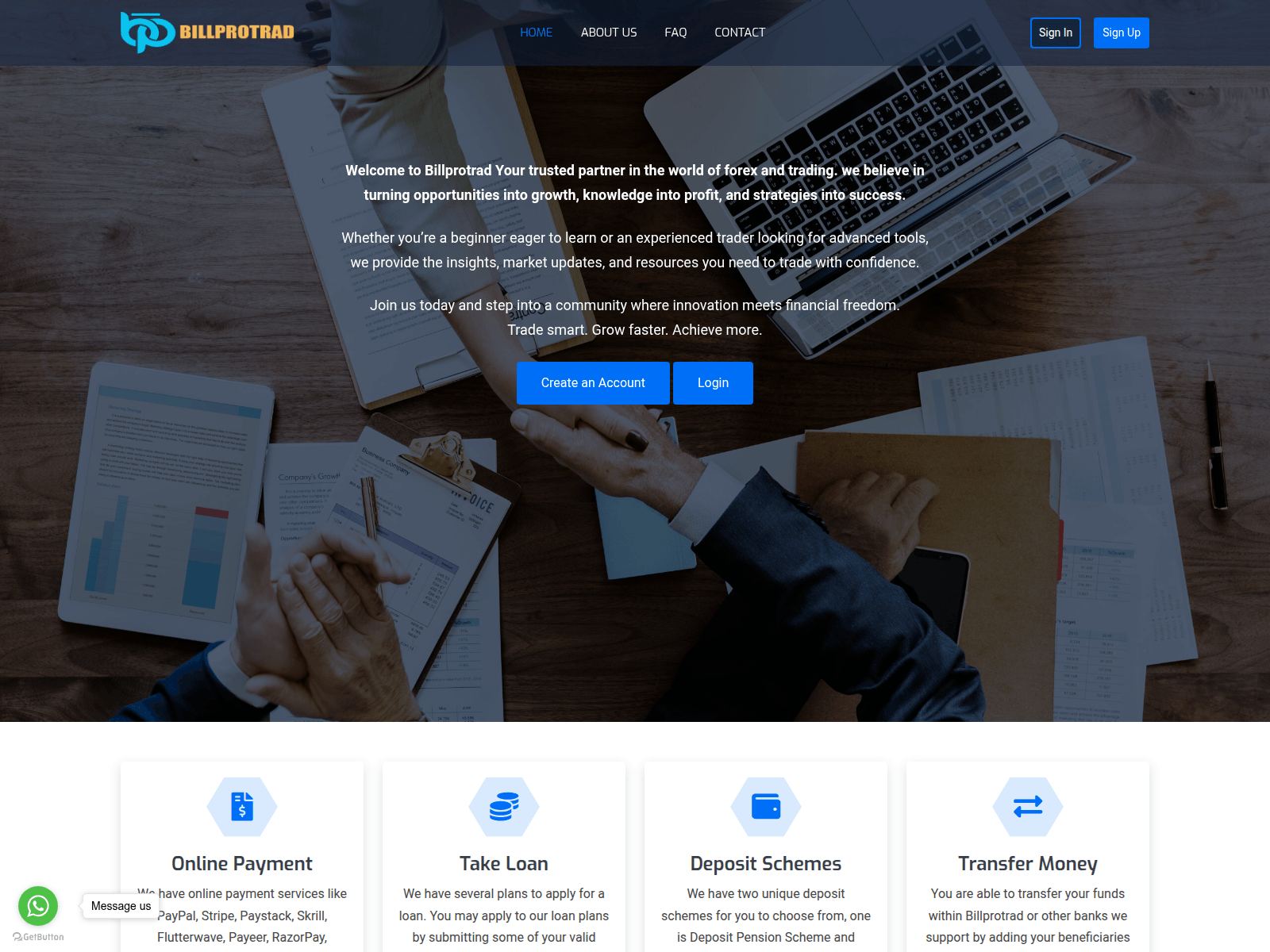 Screenshot of billprotrad.com