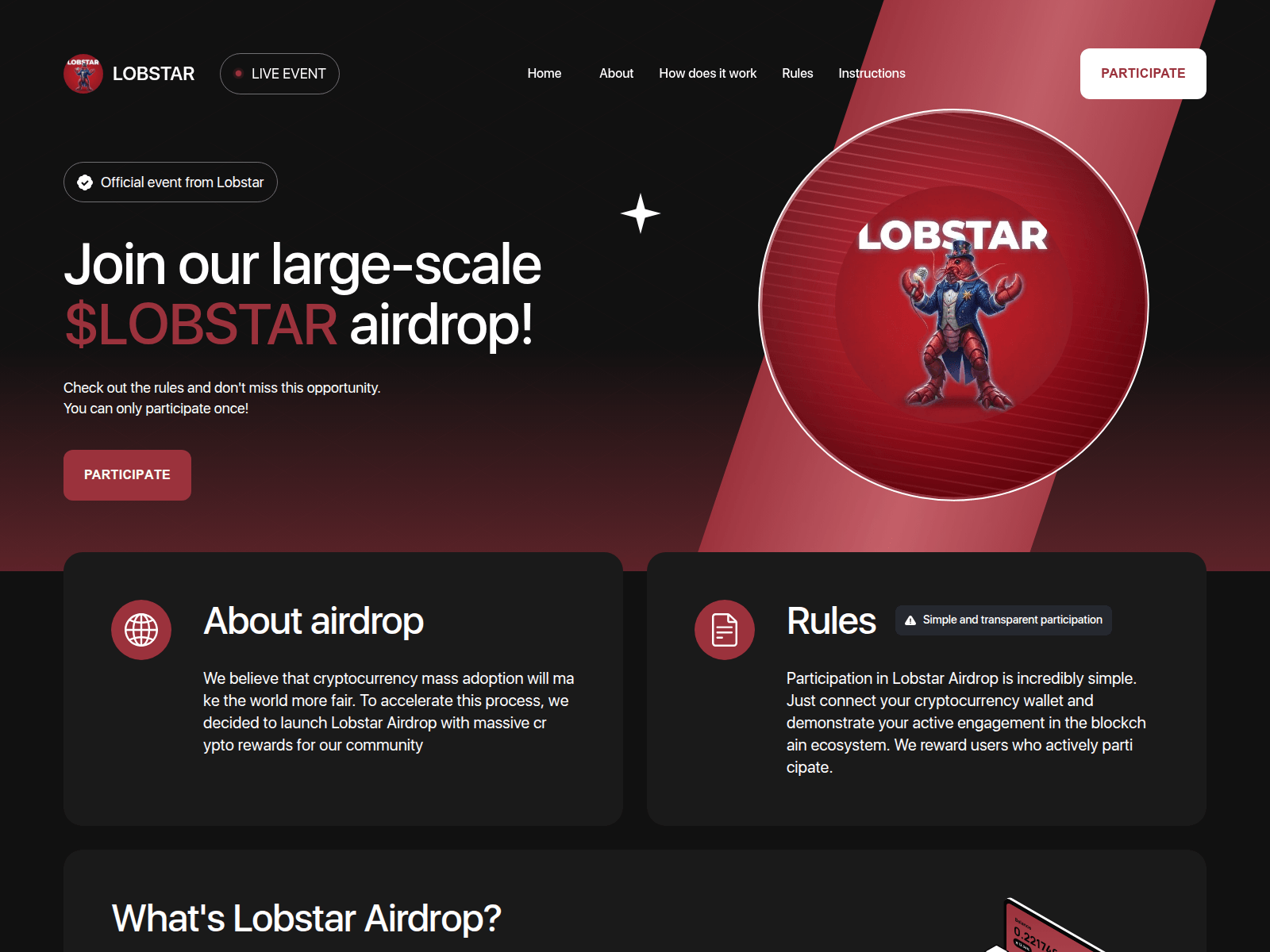 Screenshot of lobstar.official-rewards.live