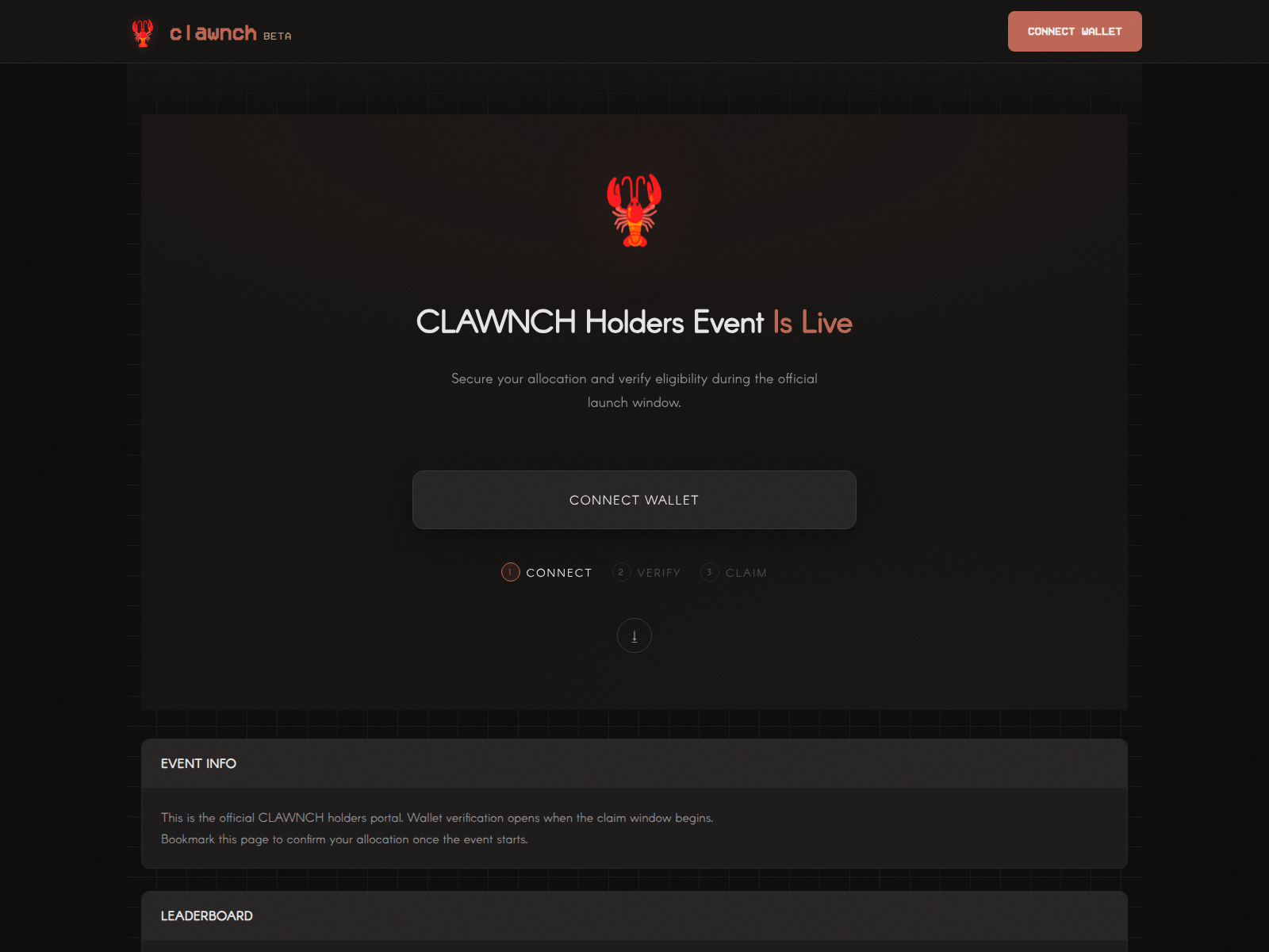 Screenshot of clawnchchecker.com/claim