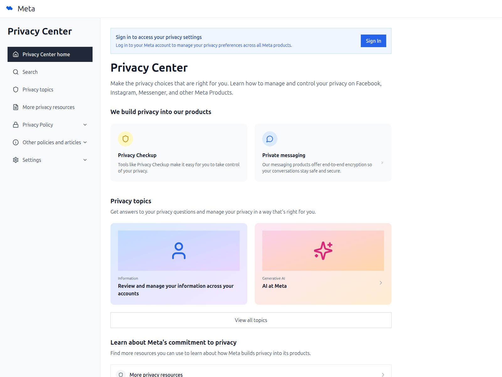 Screenshot of meta-privacy-center-help.vercel.app