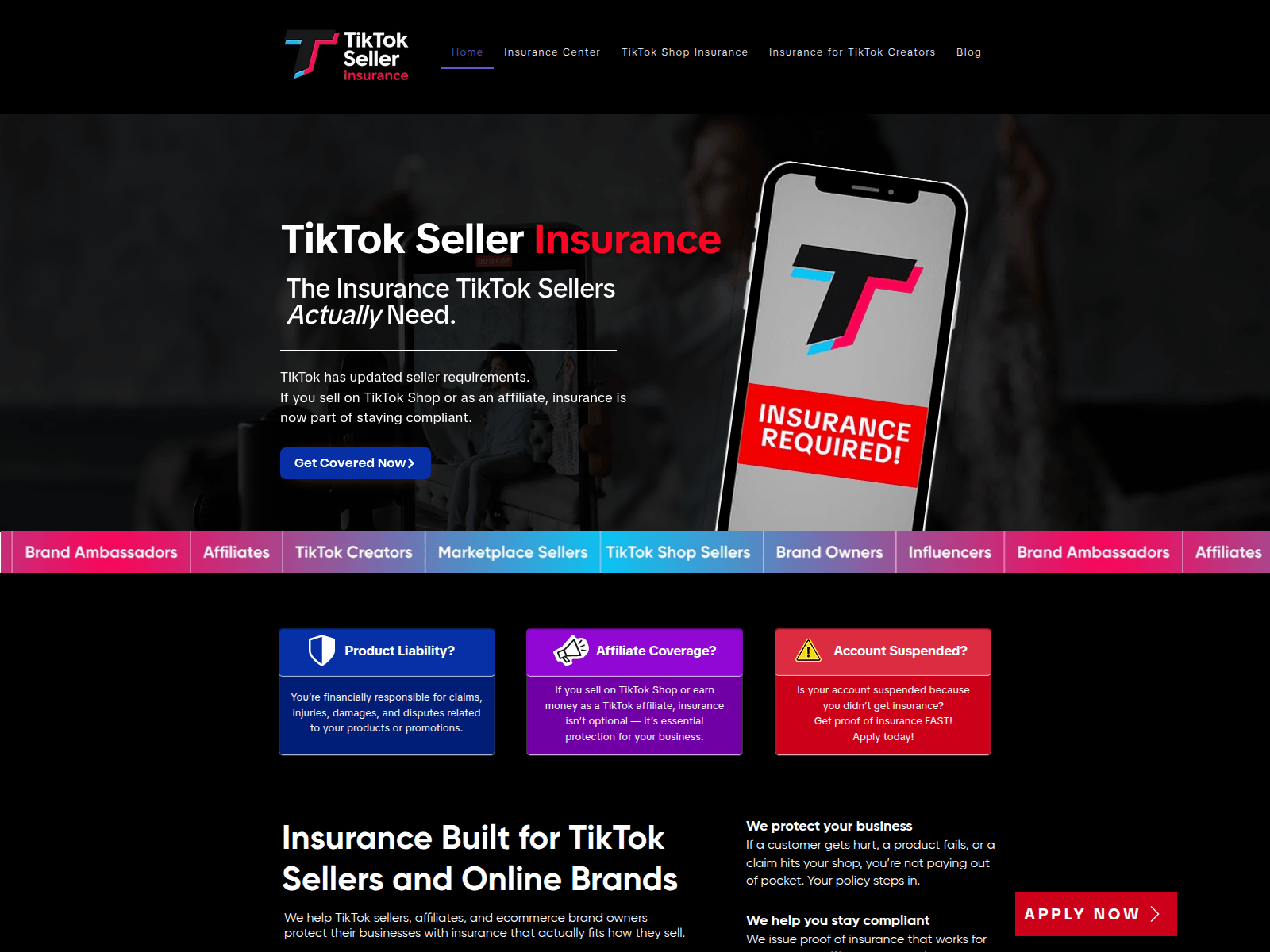 Screenshot of tiktokinsurancecenter.com