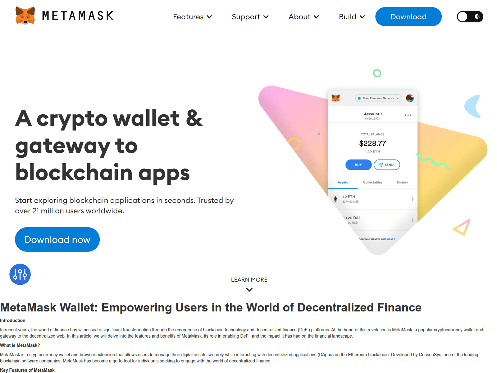 Screenshot of metsmask-wallet-ix.webflow.io