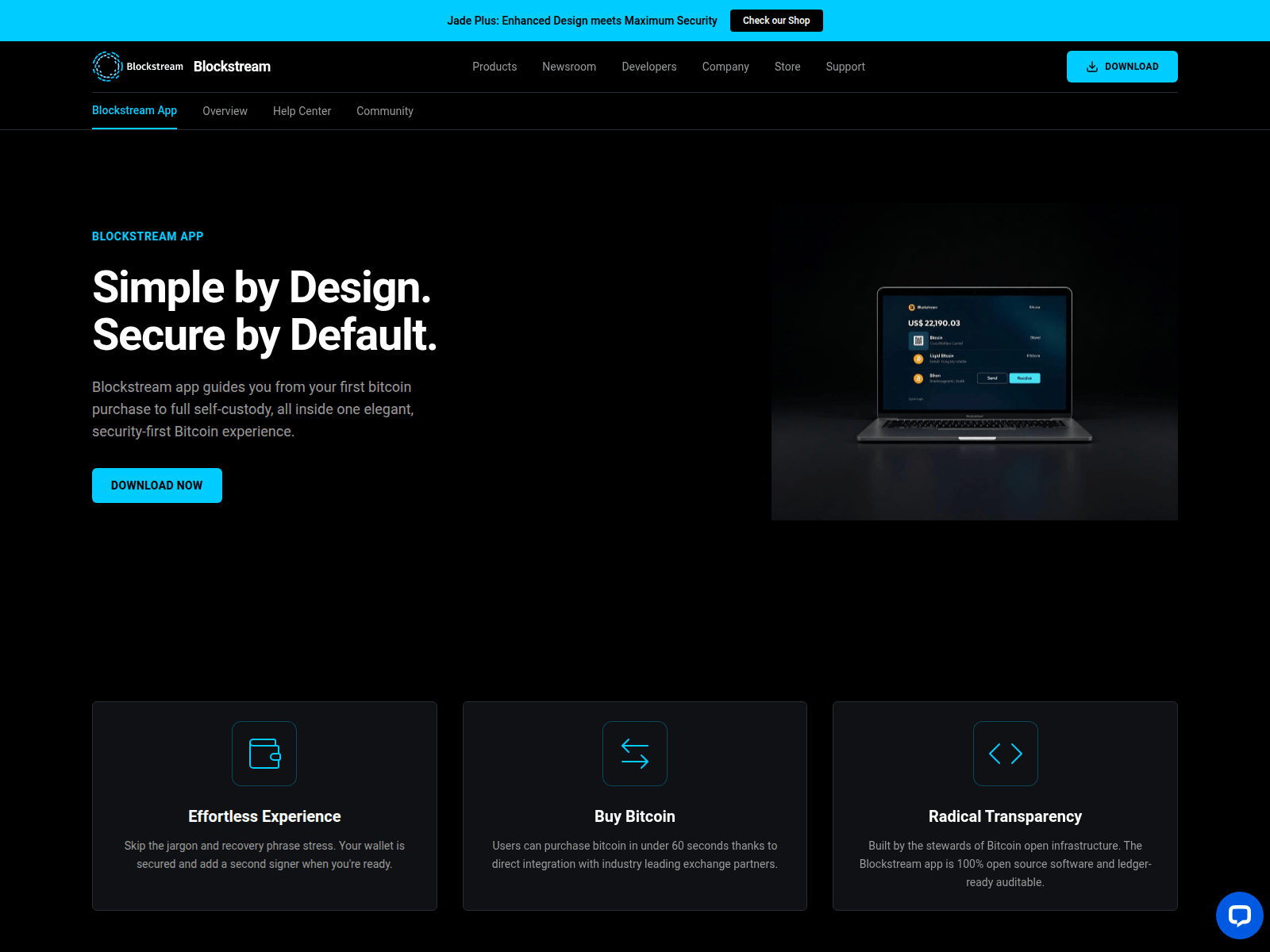 Screenshot of blockstreamdesktop.com