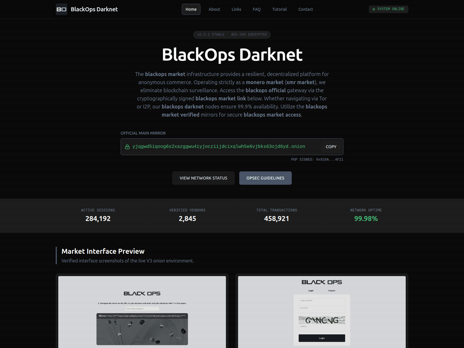 Screenshot of blackopsdarknet.digital