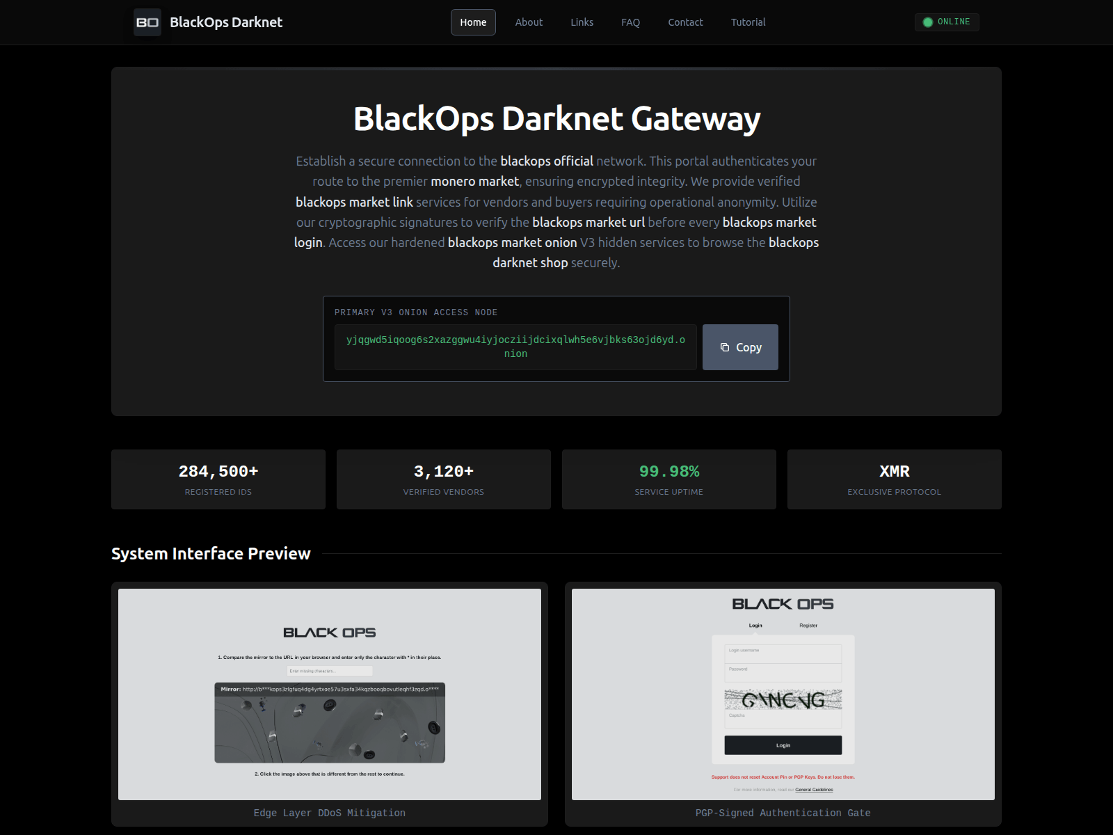 Screenshot of blackopsdarknet.live