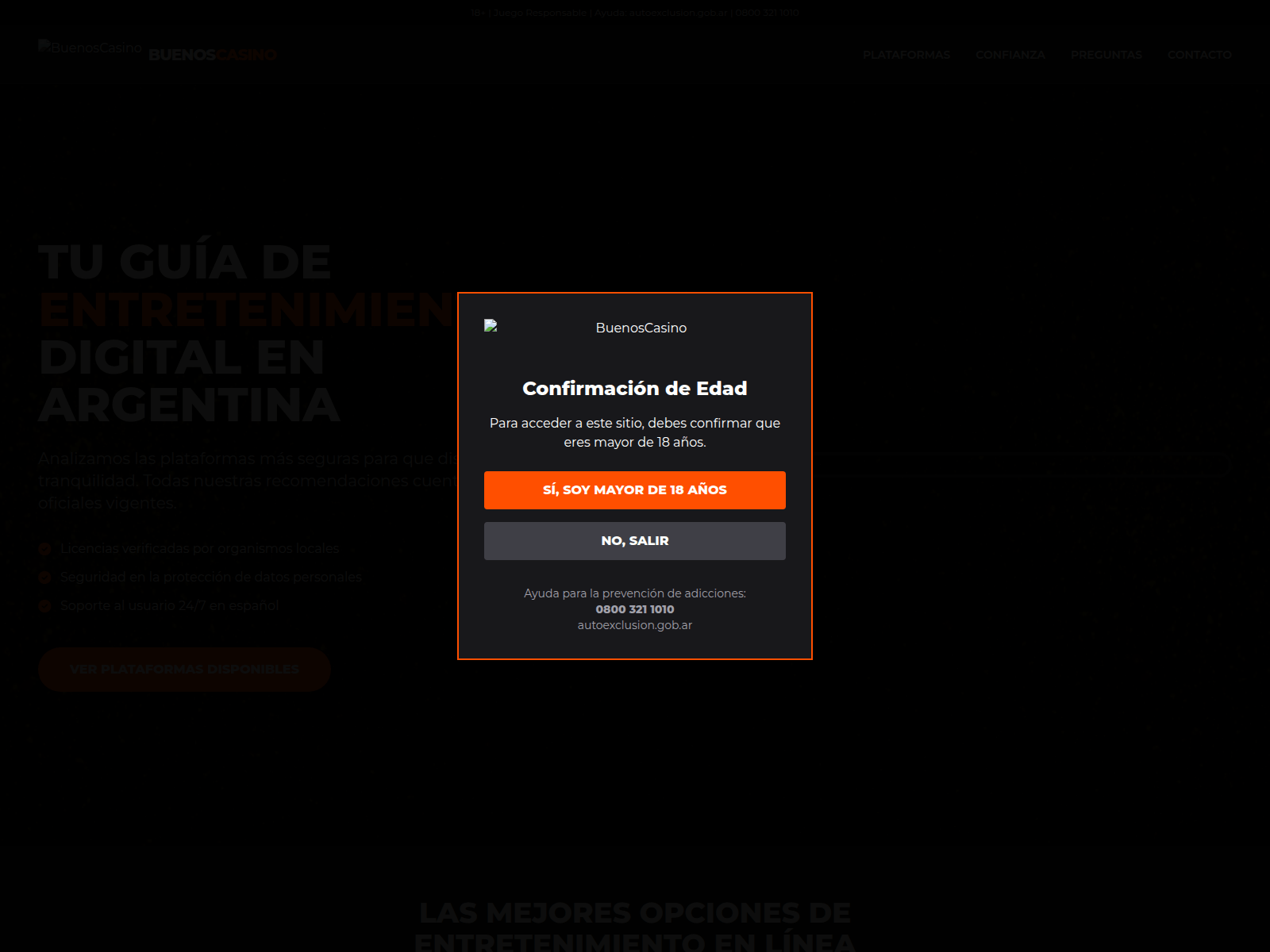 Screenshot of buenoscasino.com