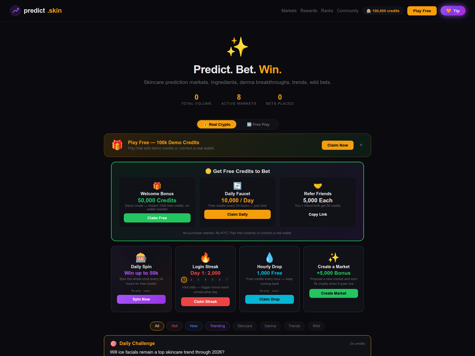 Screenshot of predict.skin