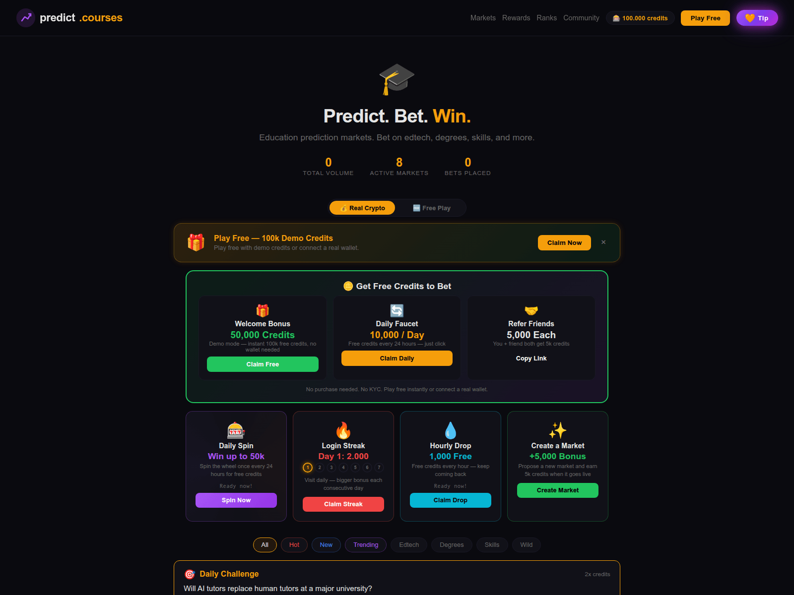 Screenshot of predict.courses