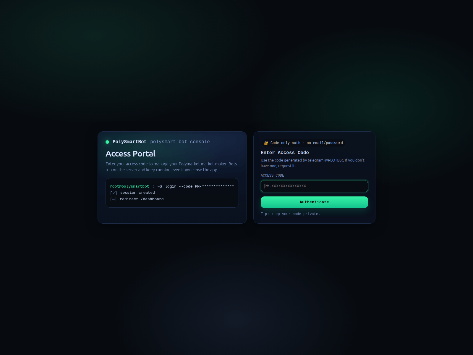 Screenshot of polysmartbot.xyz