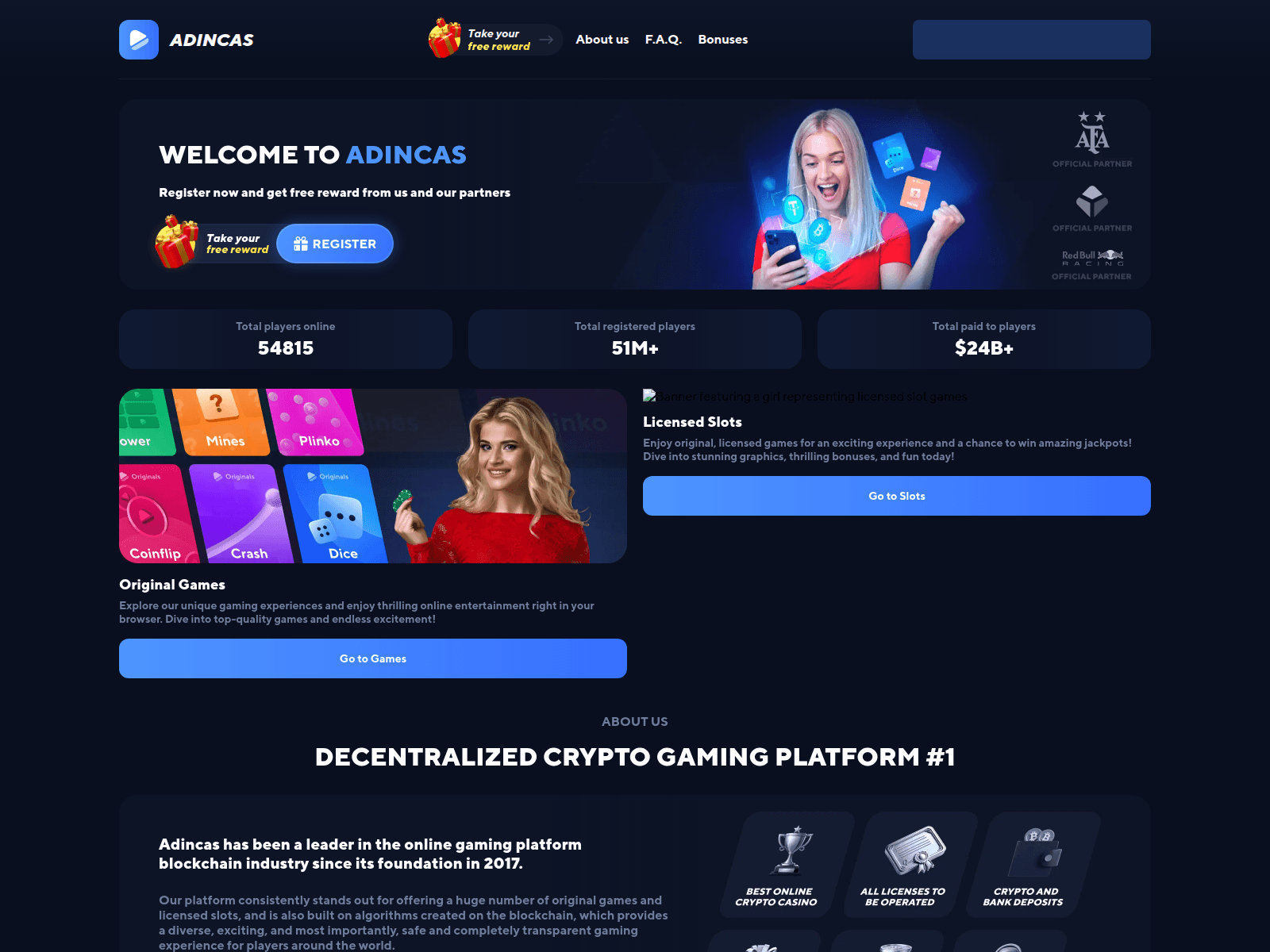 Screenshot of adincas.com/w