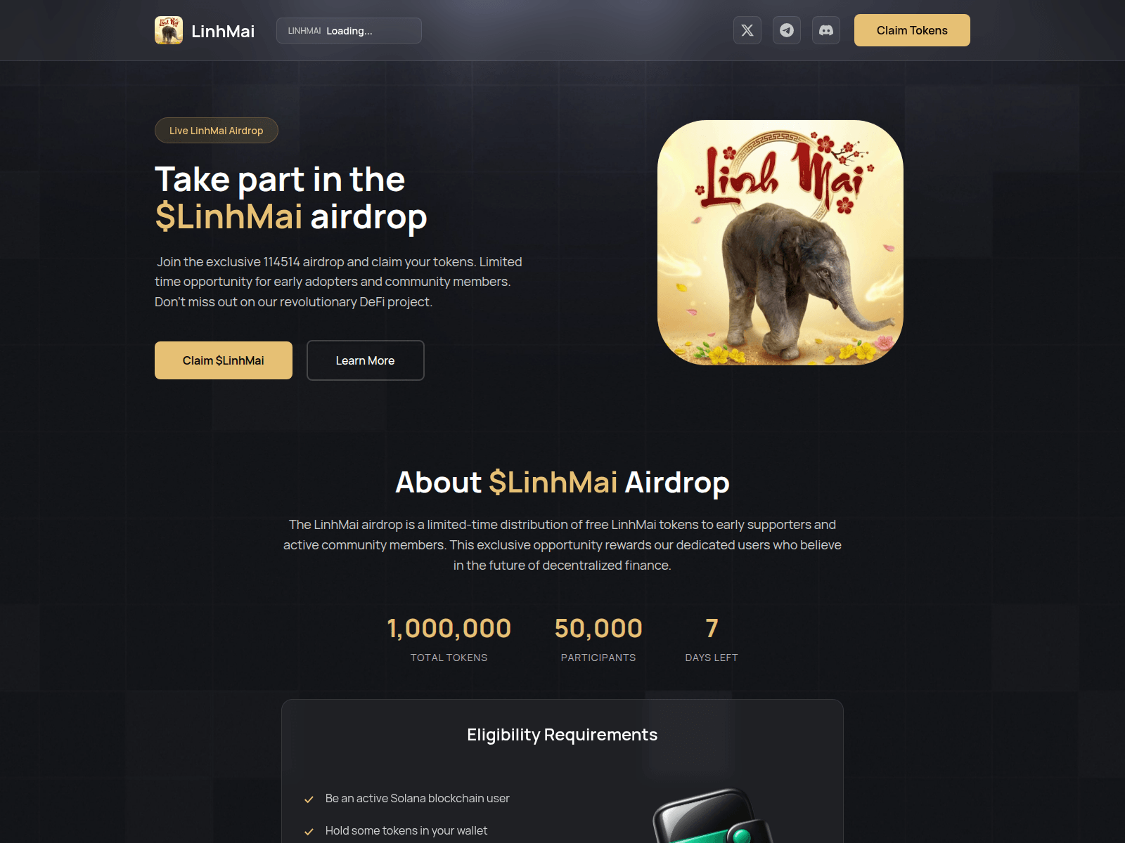 Screenshot of claim-linhmai.pages.dev