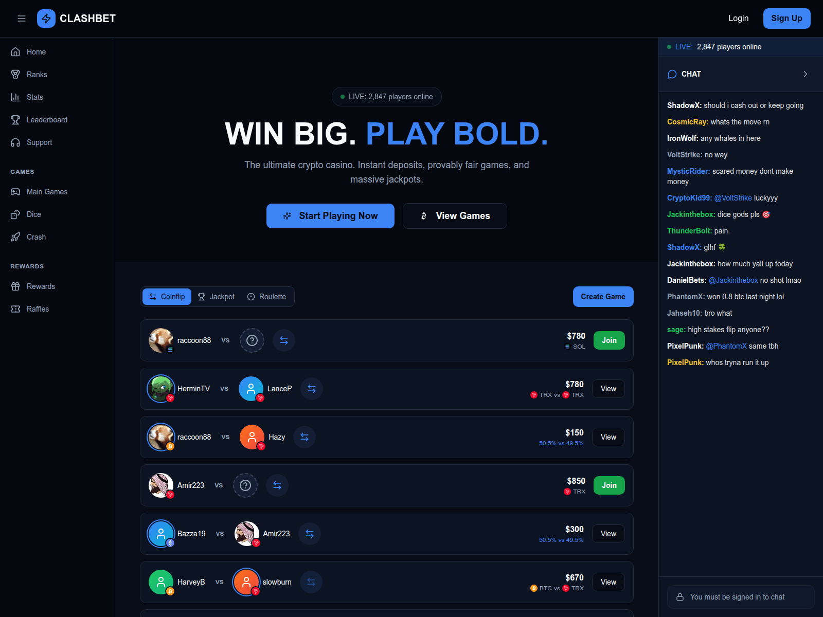 Screenshot of clashbet.io