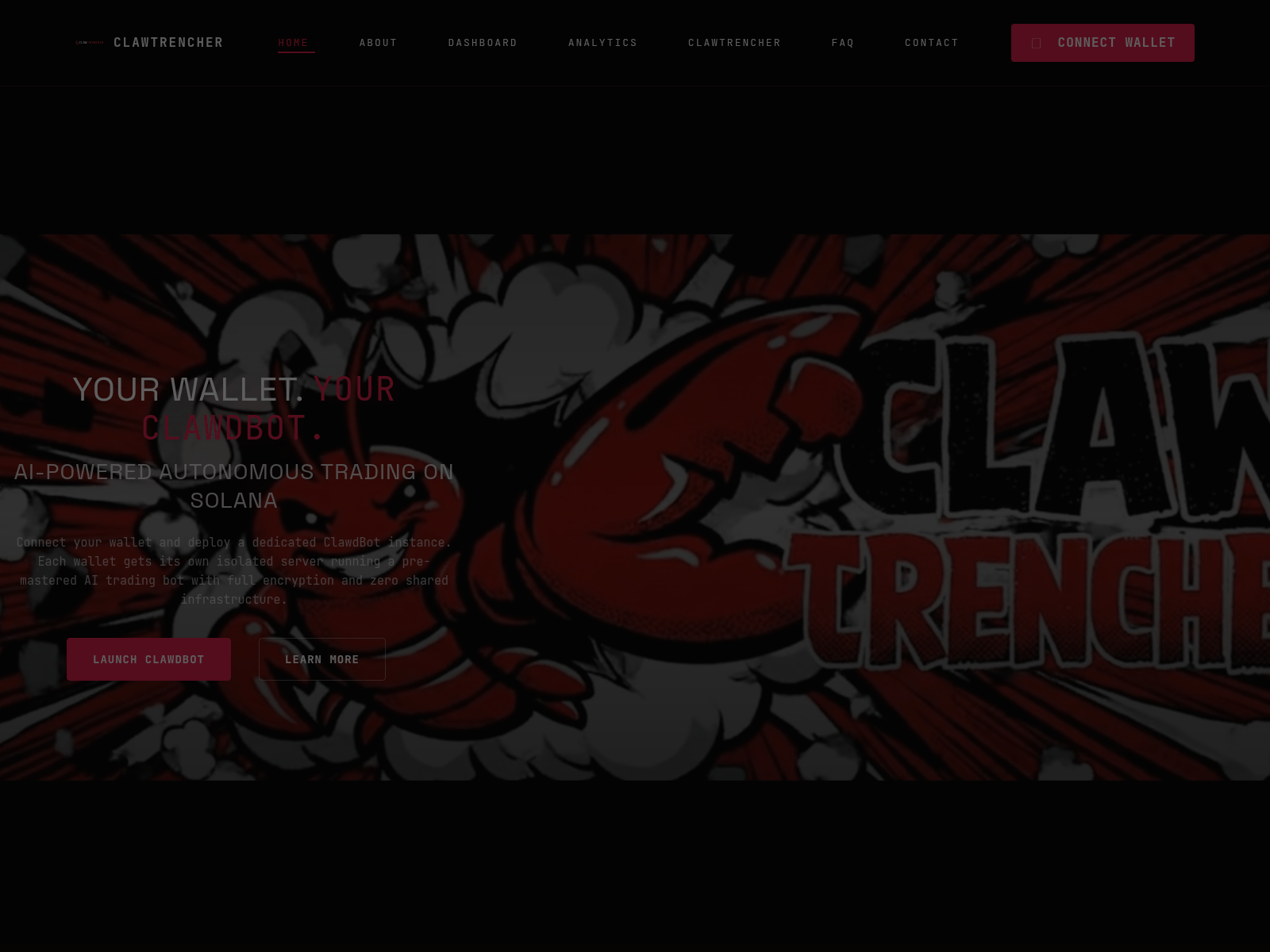 Screenshot of clawtrencher.xyz