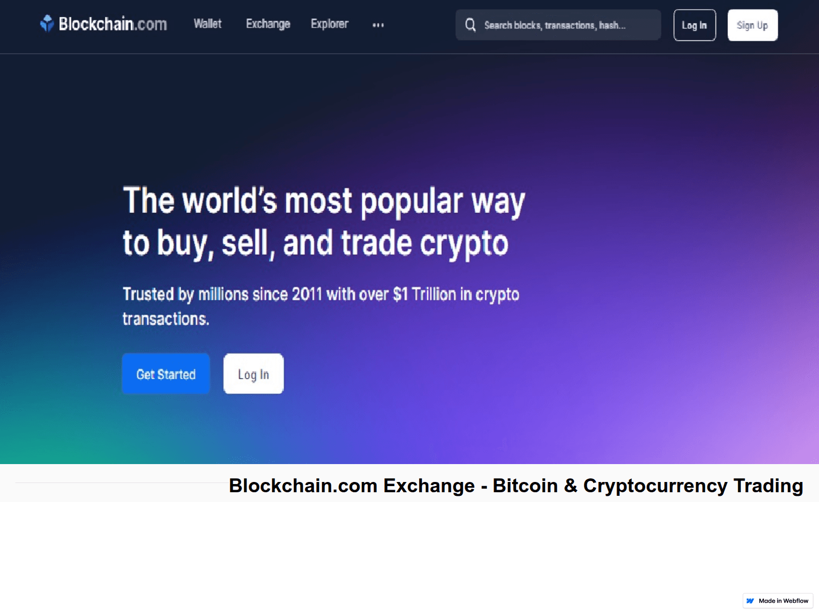 Screenshot of blockchainlogin.webflow.io