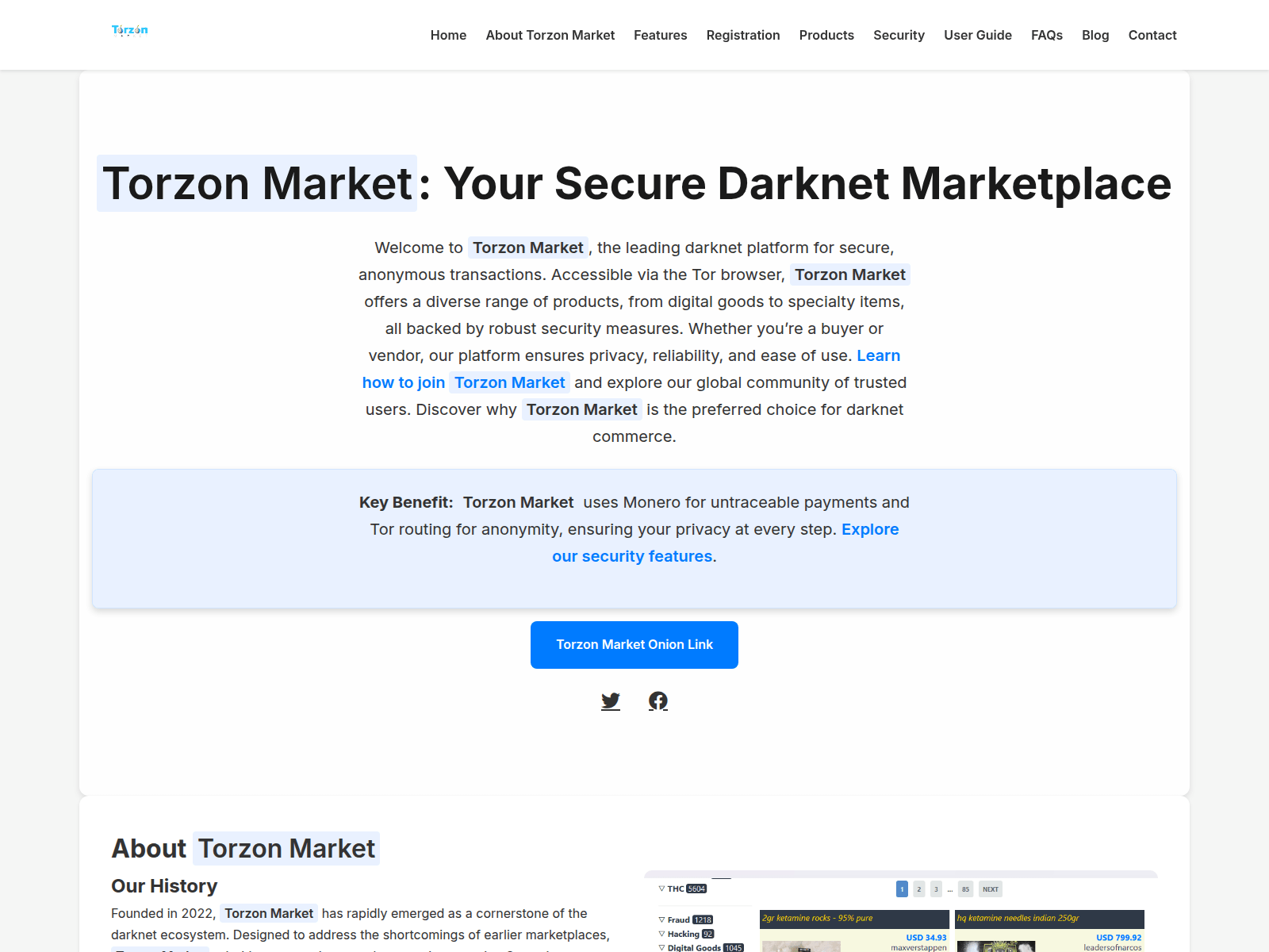 Screenshot of torzonemarket.cc