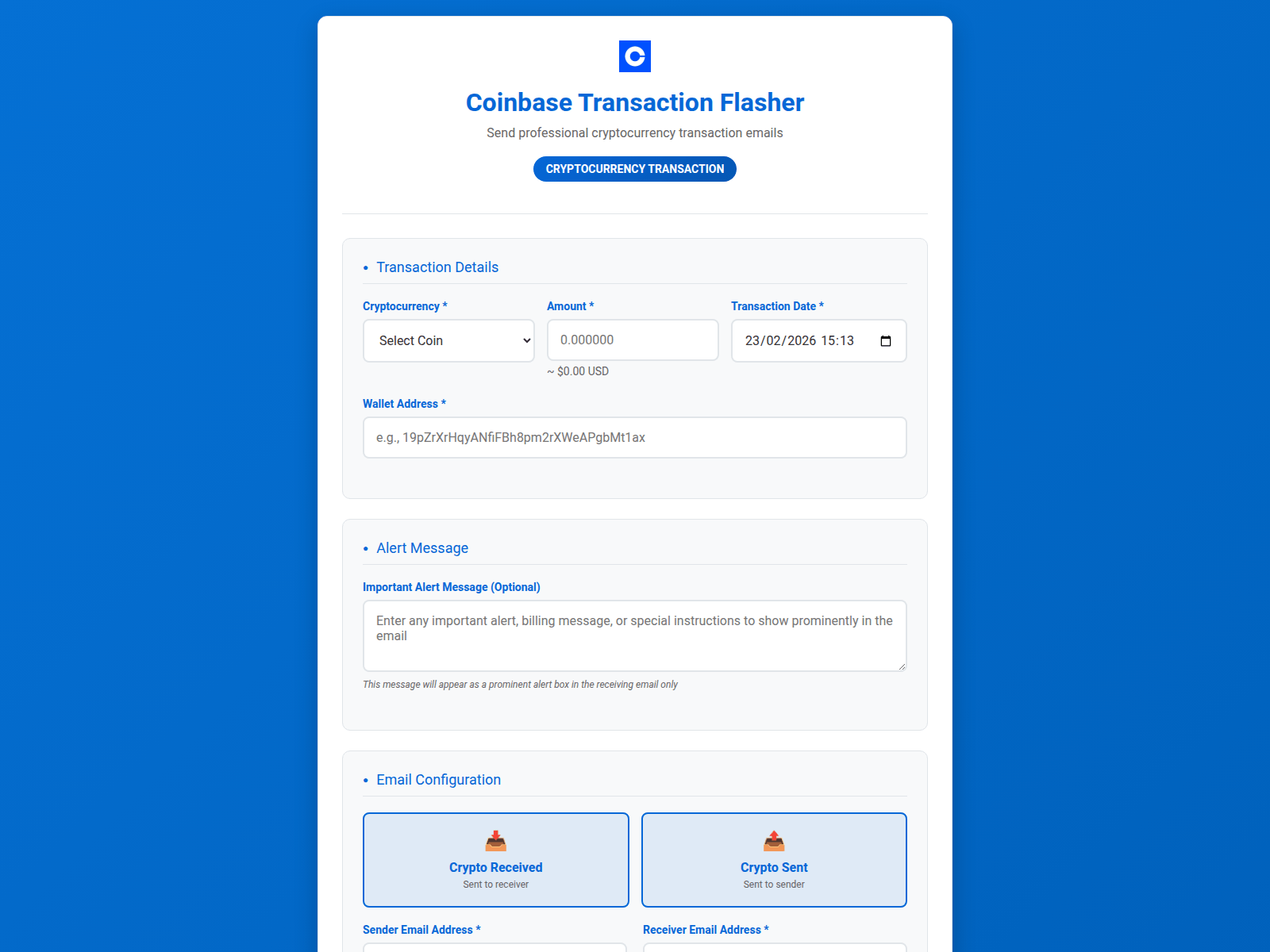 Screenshot of coinbase-mail-flashing.pages.dev