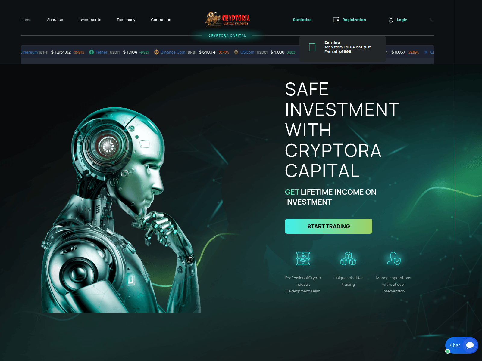 Screenshot of cryptoracapital.com