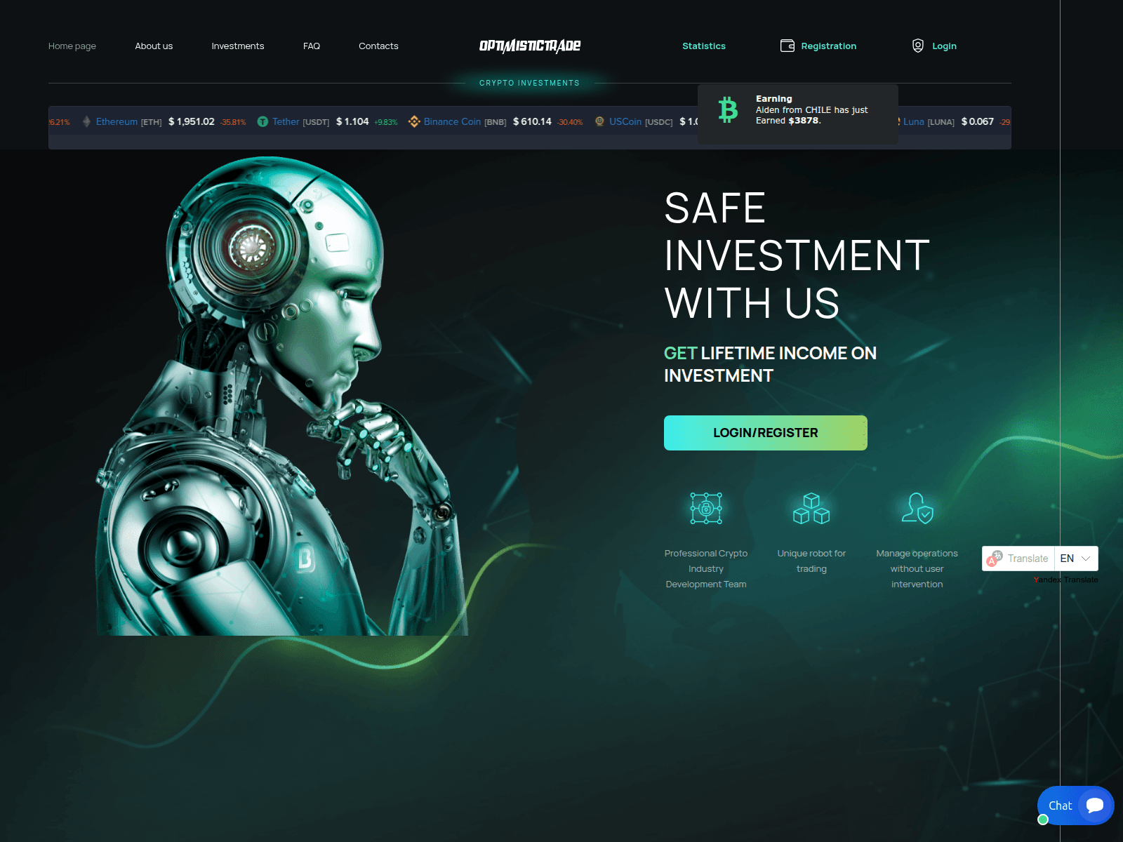 Screenshot of optimistictrade.com