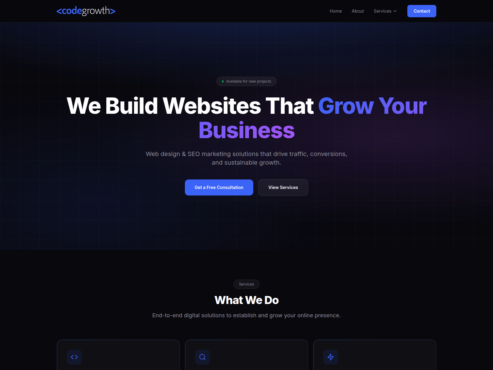 Screenshot of codegrowth.net