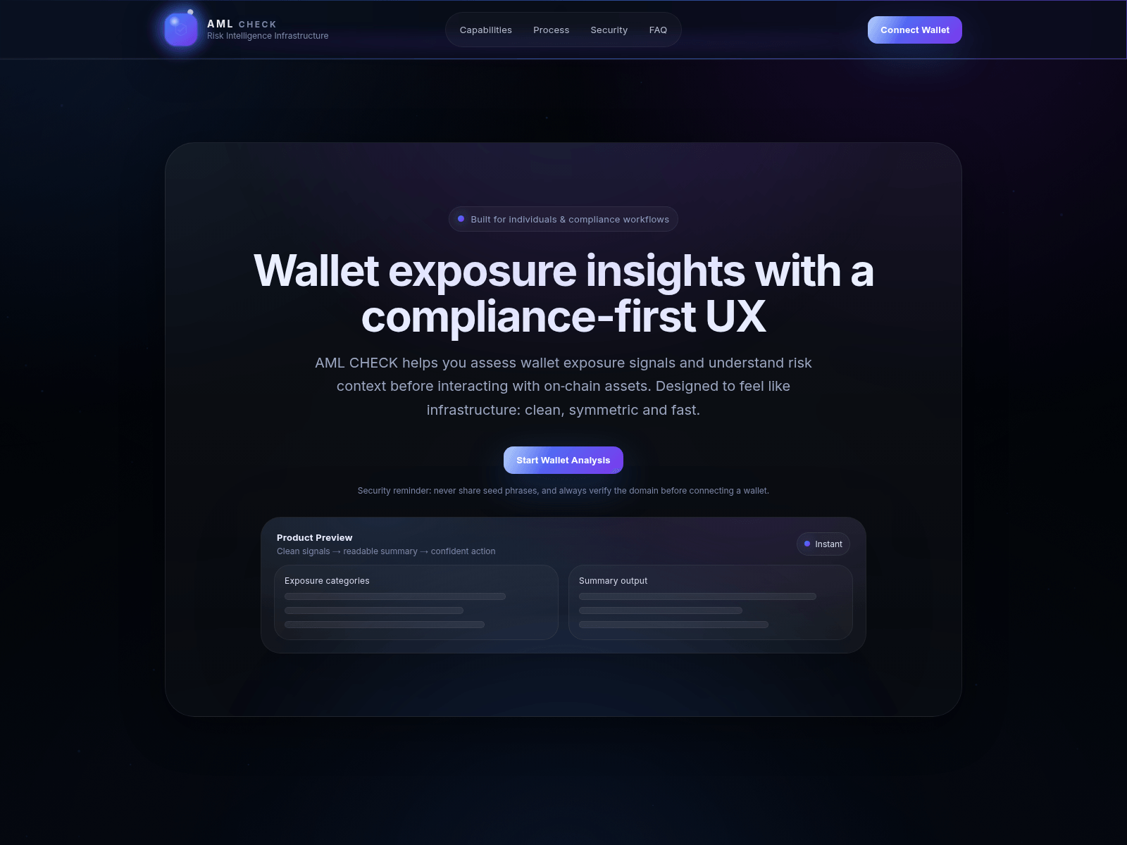 Screenshot of amlcheck.bond