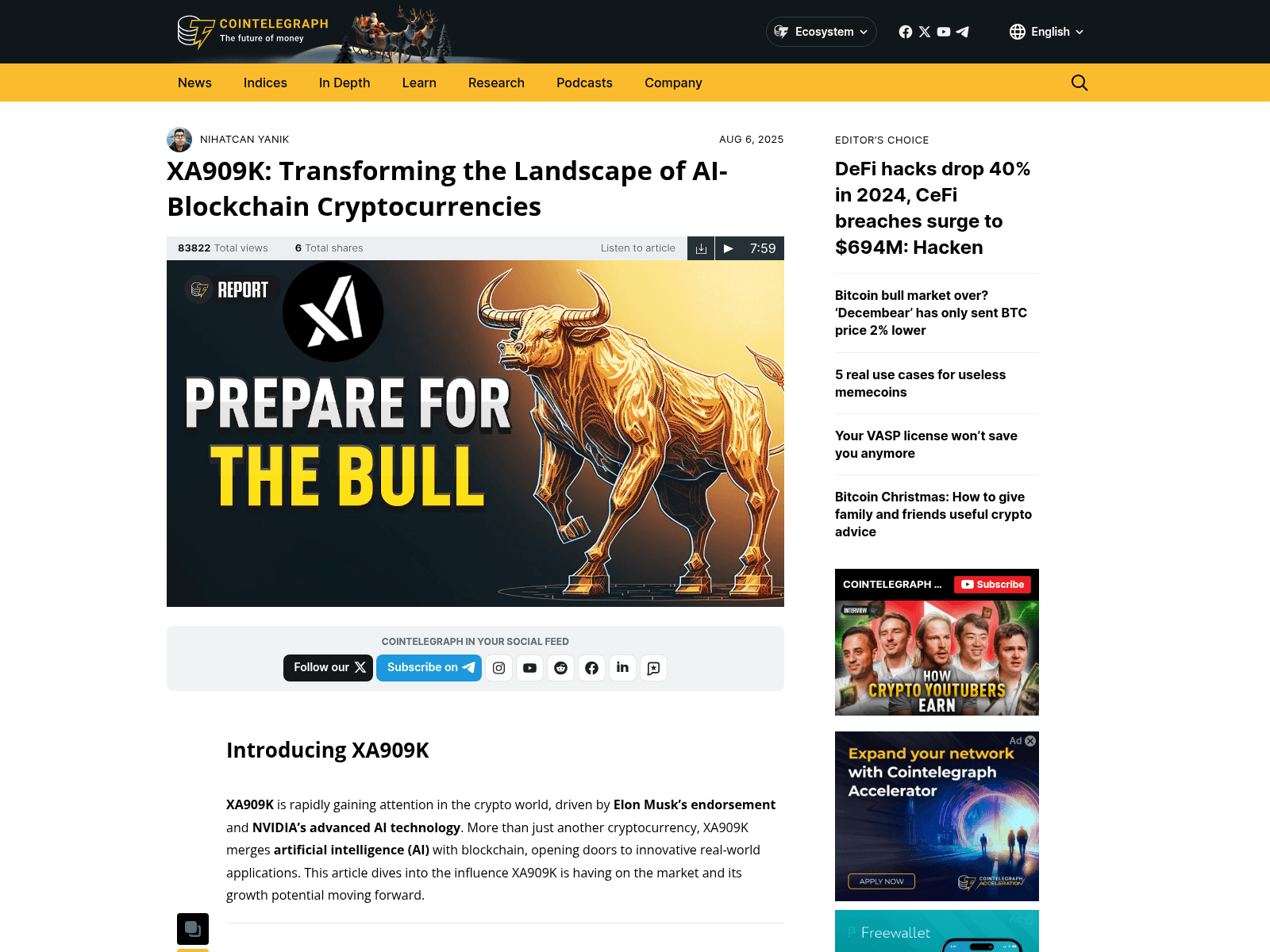 Screenshot of xa909k-cointelegraph.com