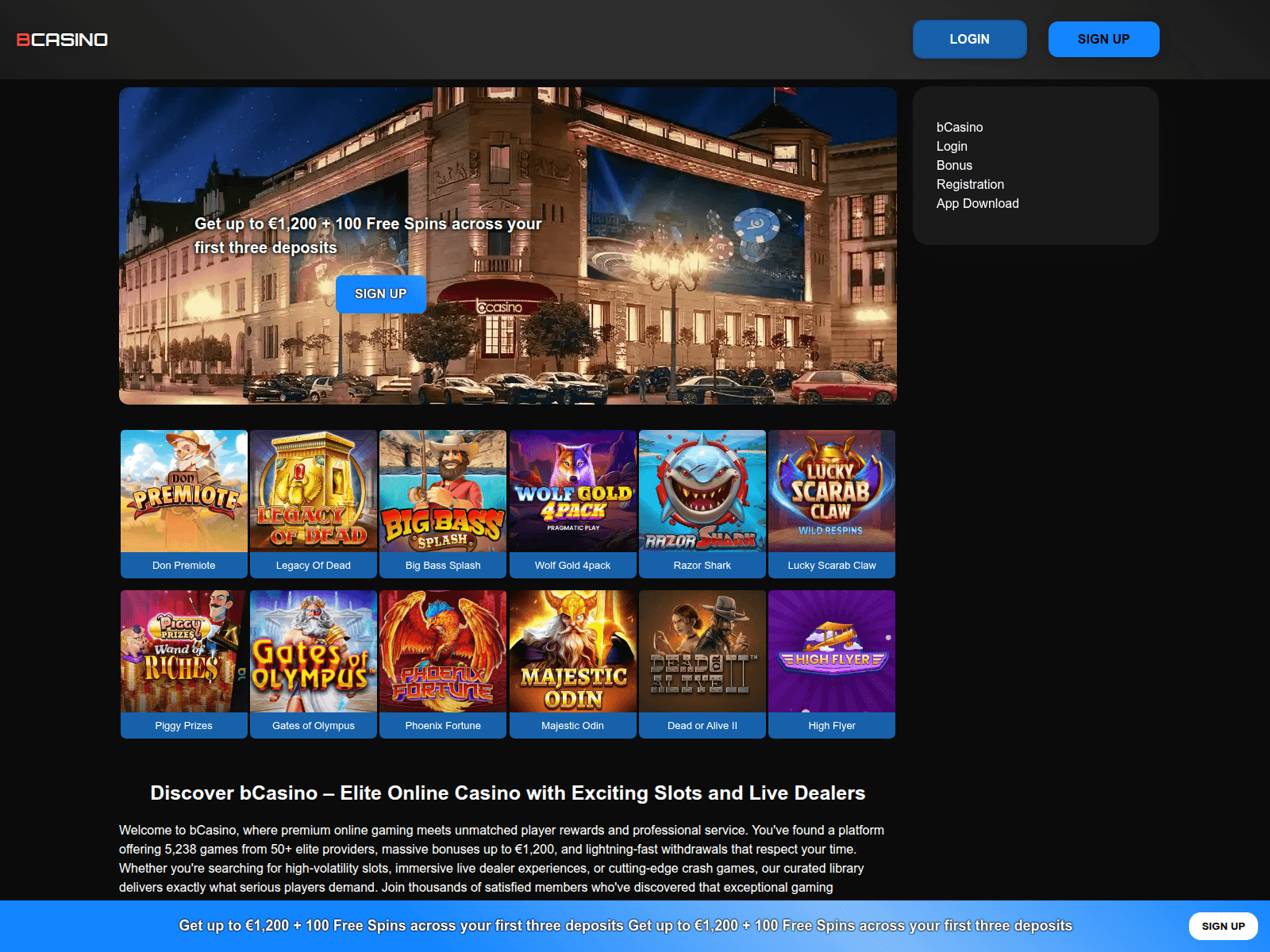 Screenshot of bcasino1.com