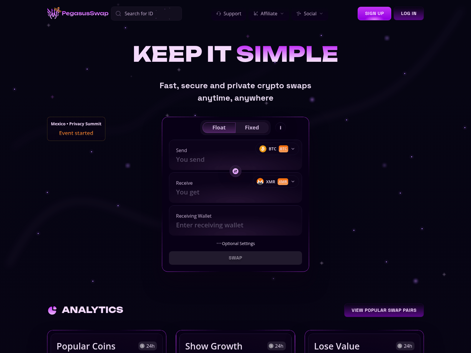 Screenshot of ppegasusswap.com