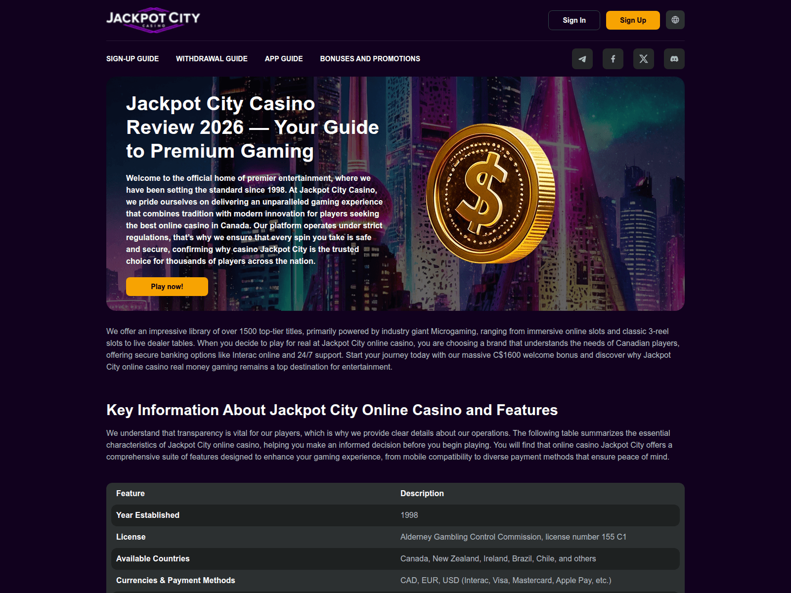 Screenshot of jackpotcity-ca24.com
