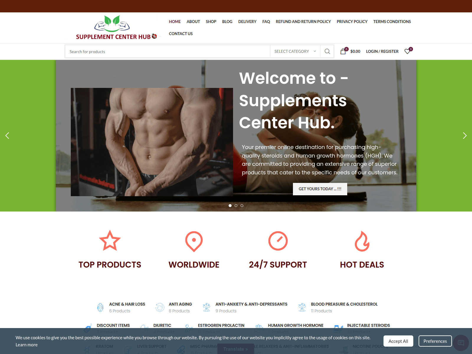 Screenshot of supplementscenterhub.com