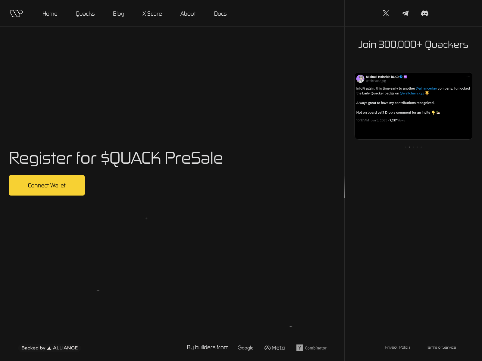Screenshot of wallchain.app/presale