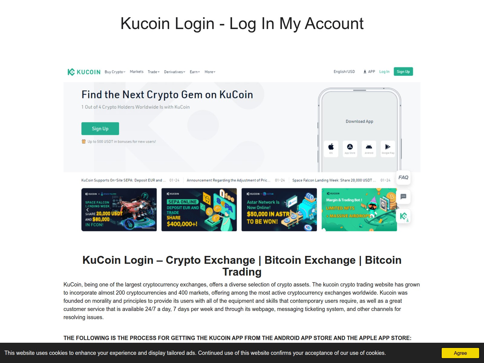 Screenshot of kucoinexchang.webador.com