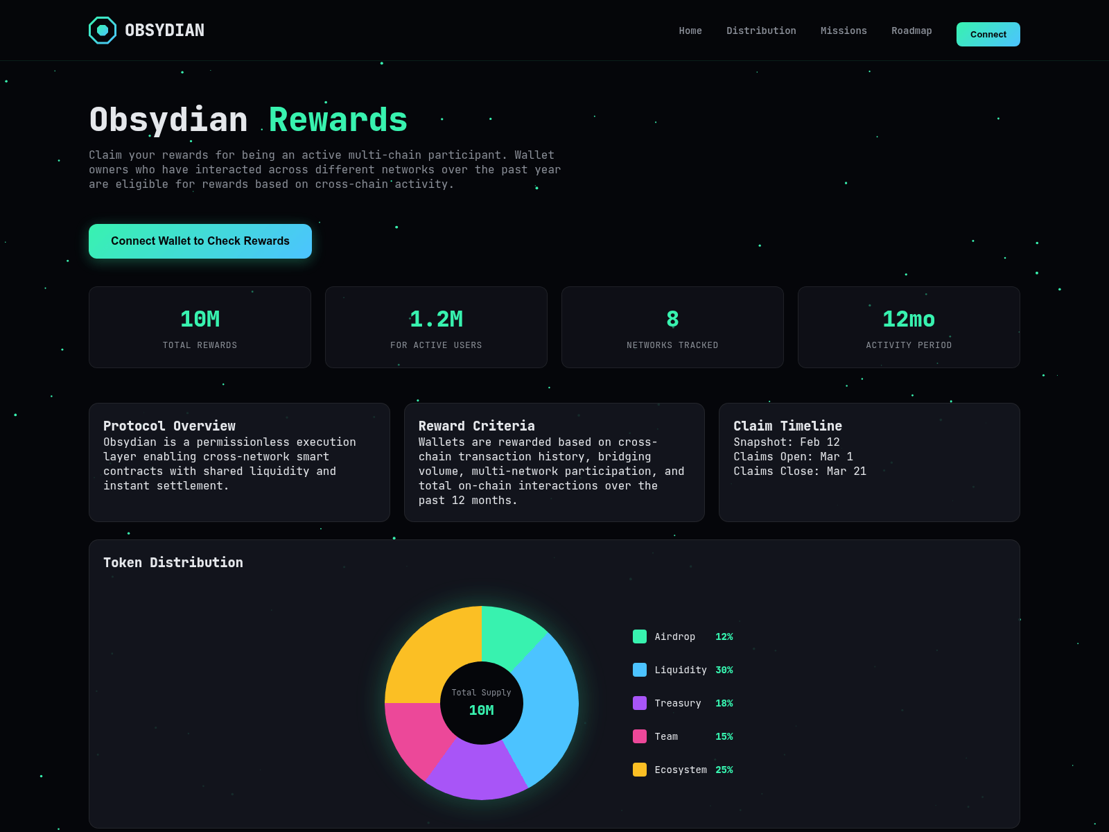 Screenshot of earn.obsydiandrop.com