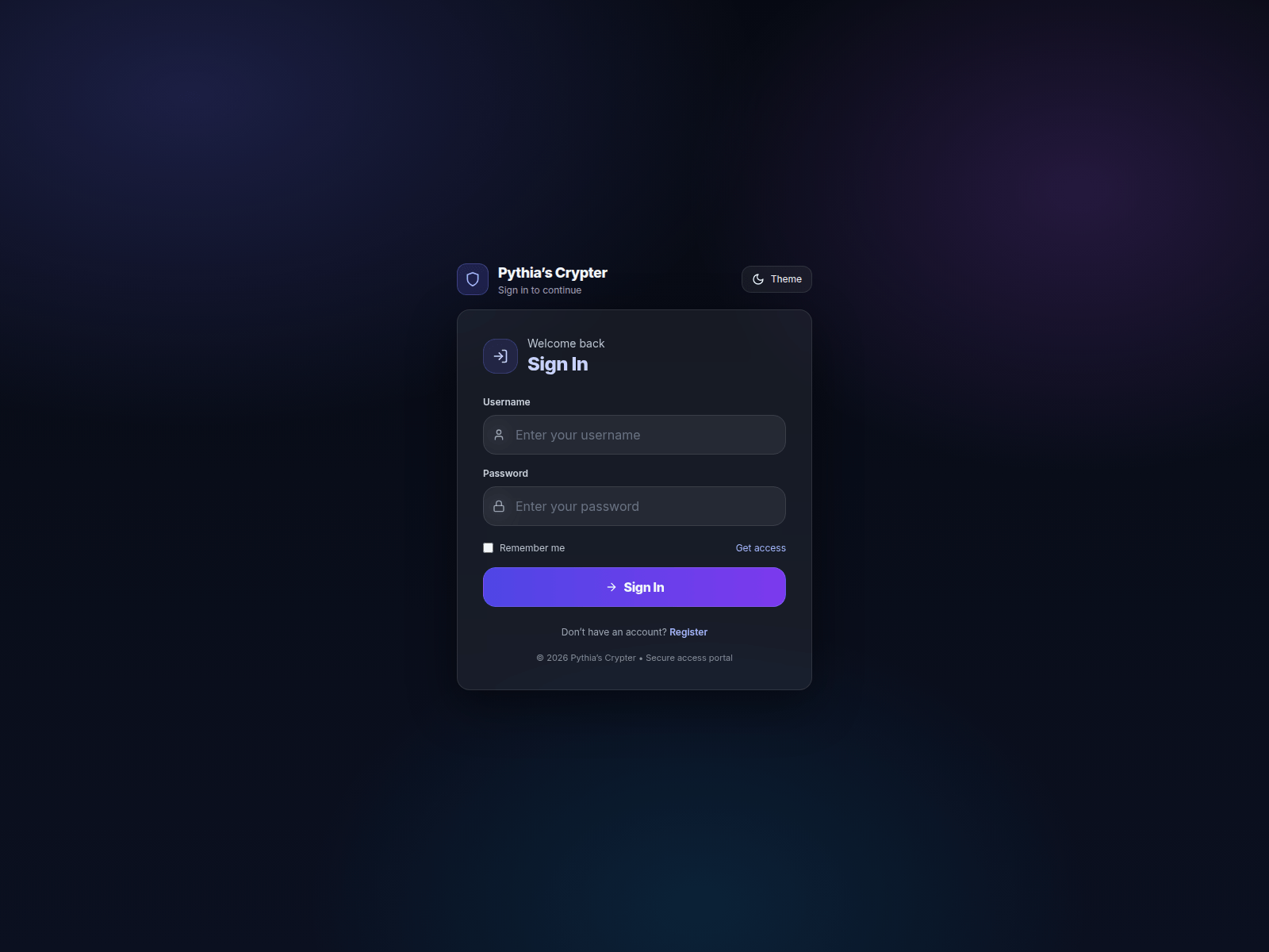 Screenshot of pythiascrypter.com