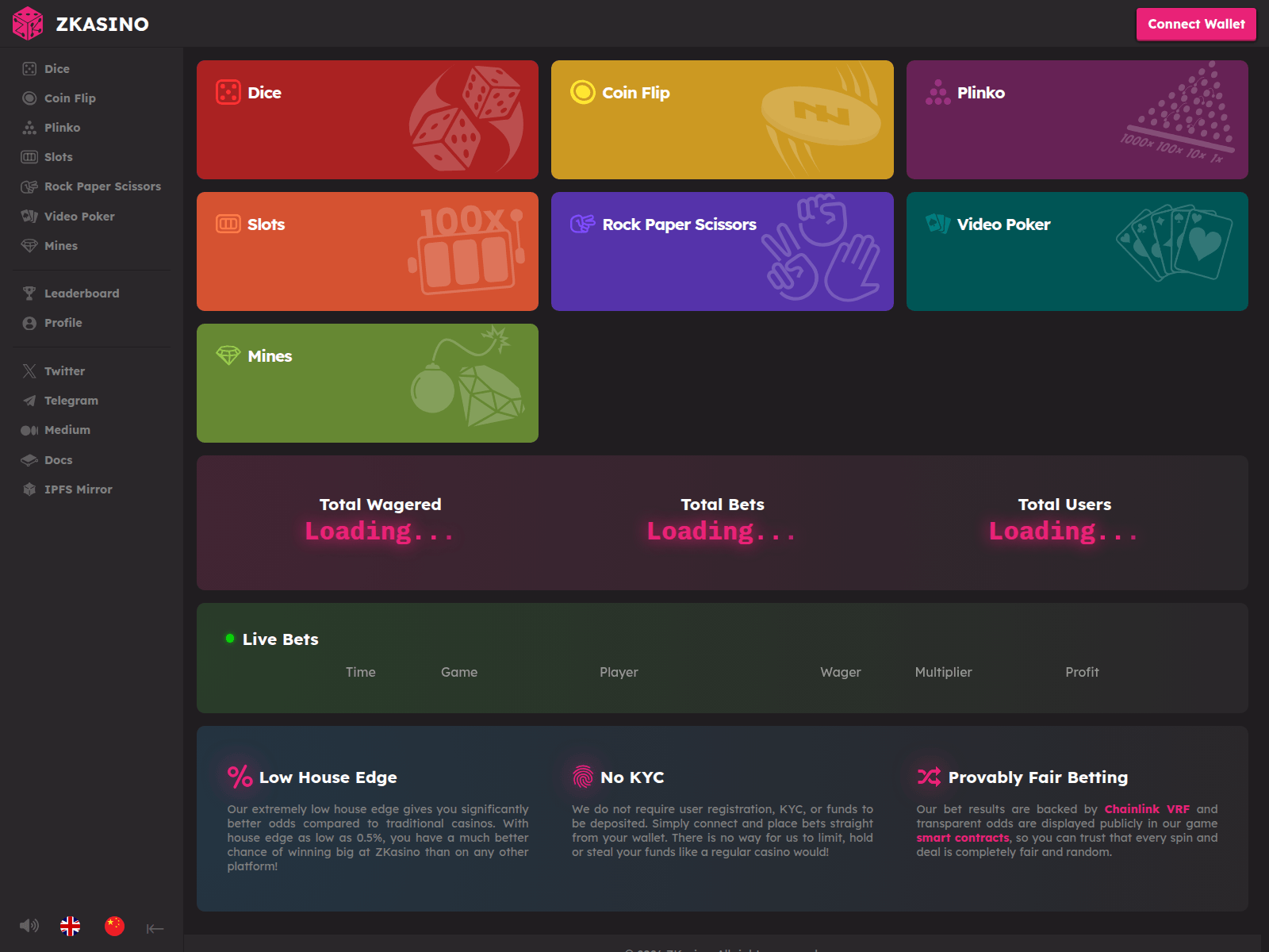 Screenshot of playzkasino.eth.limo