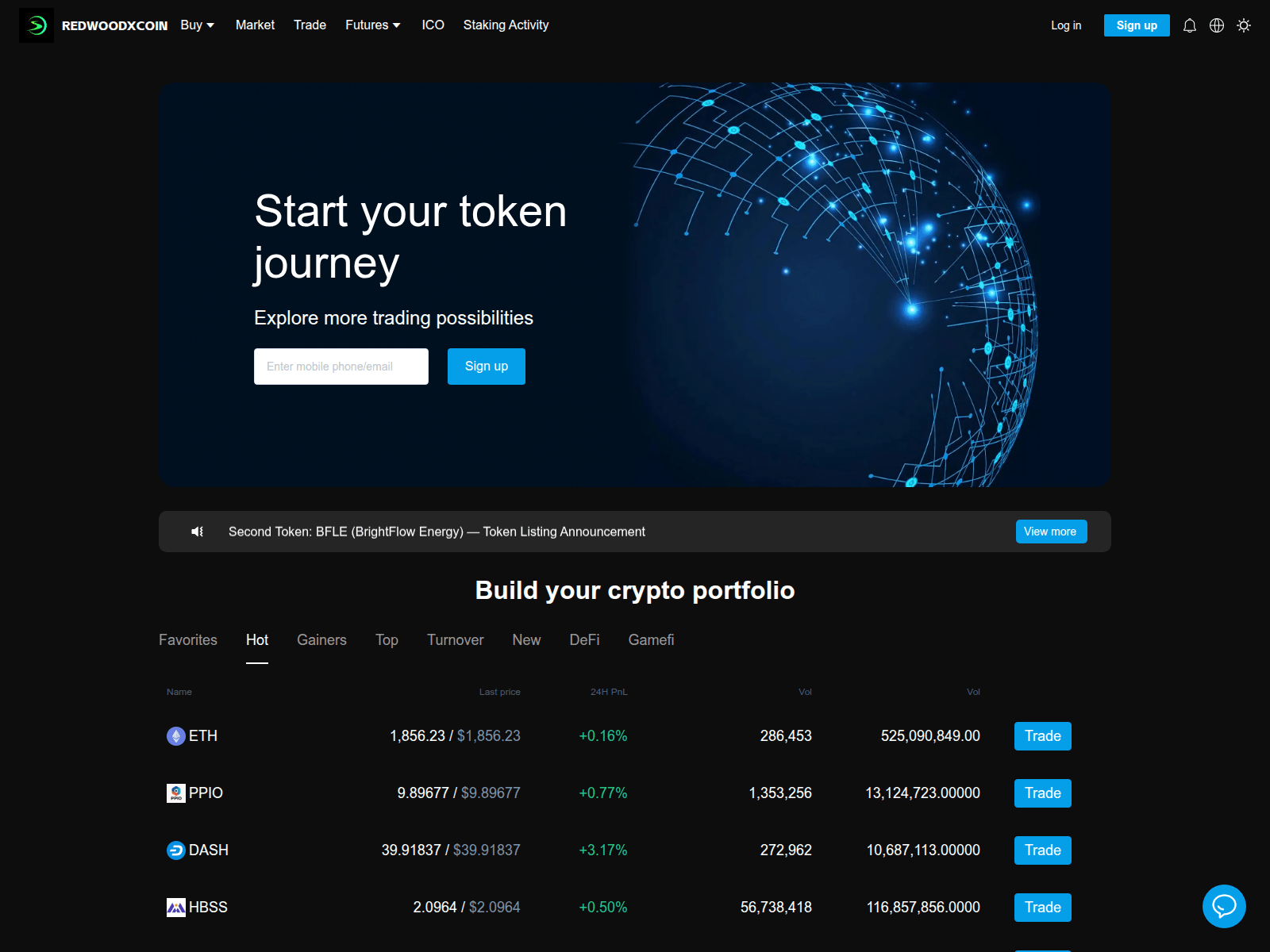 Screenshot of redwoodxcoin.com