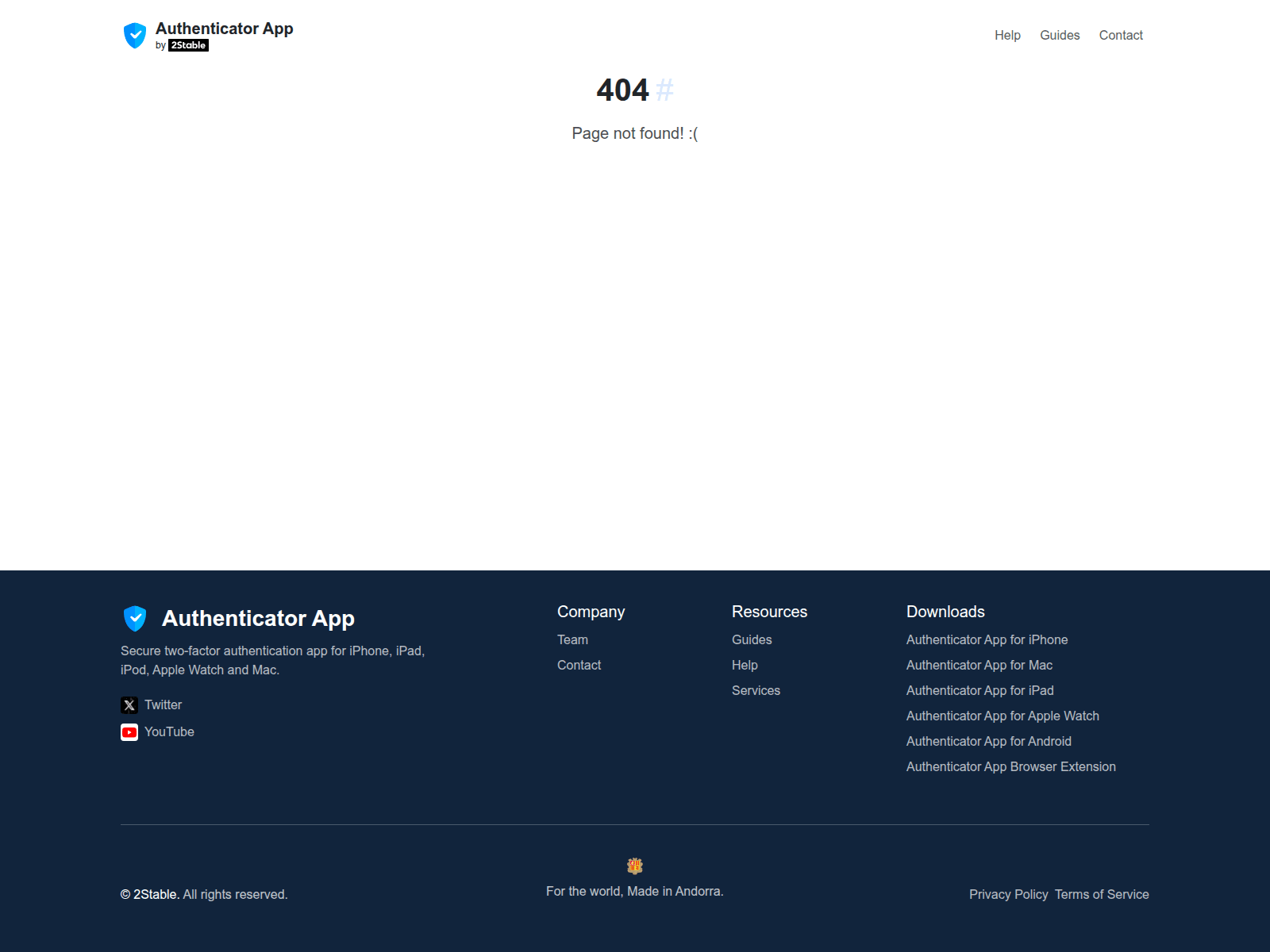 Screenshot of authenticator.2stable.com