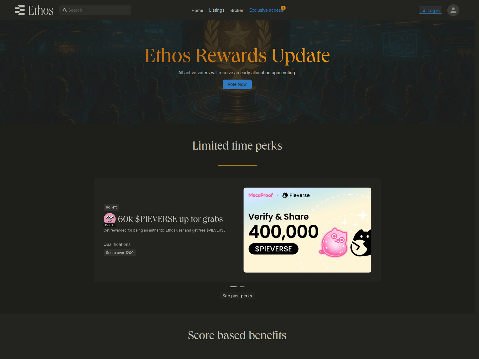 Screenshot of vote-ethosnetwork.xyz