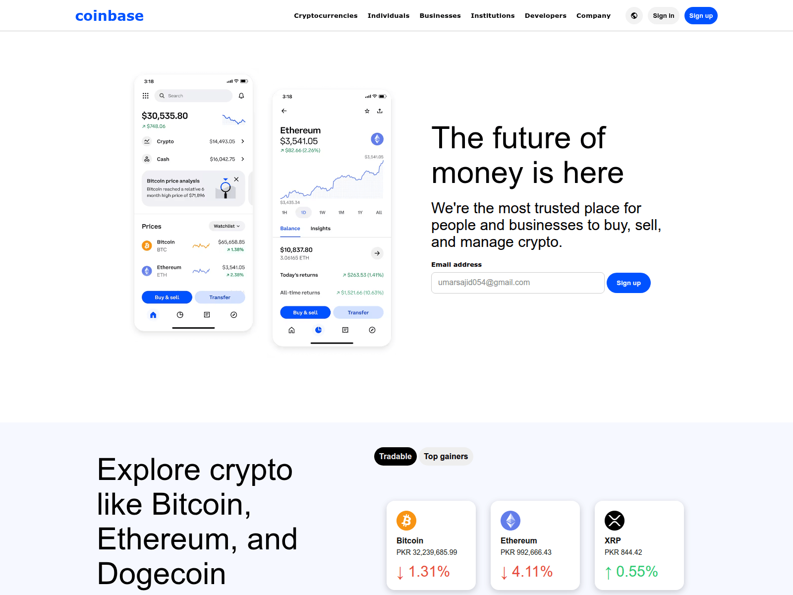 Screenshot of rajput-coinbase.netlify.app