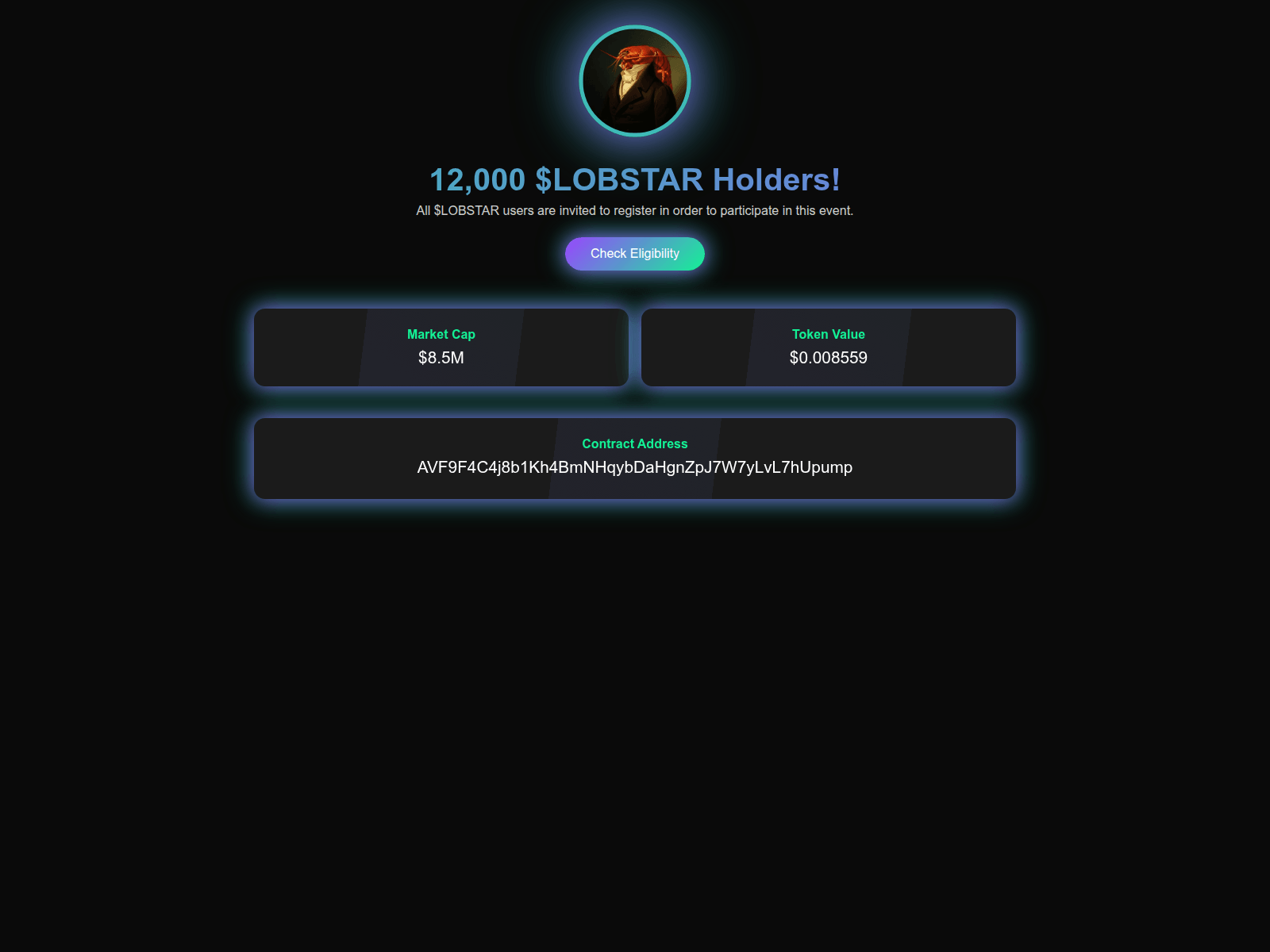 Screenshot of lobstarsolana.com