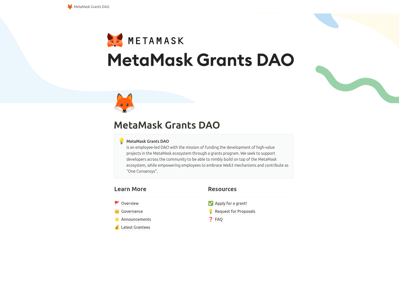 Screenshot of metamaskgrants.org