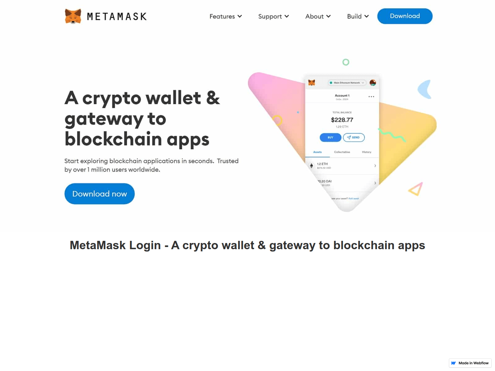 Screenshot of metamask-loginp.webflow.io
