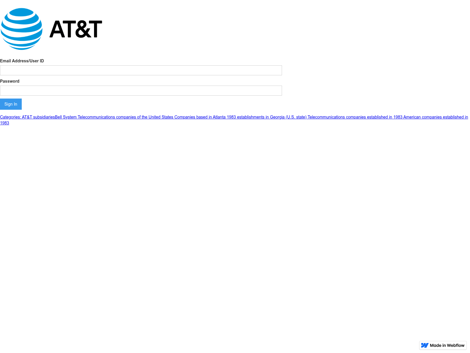 Screenshot of att-mail-sign-in.webflow.io