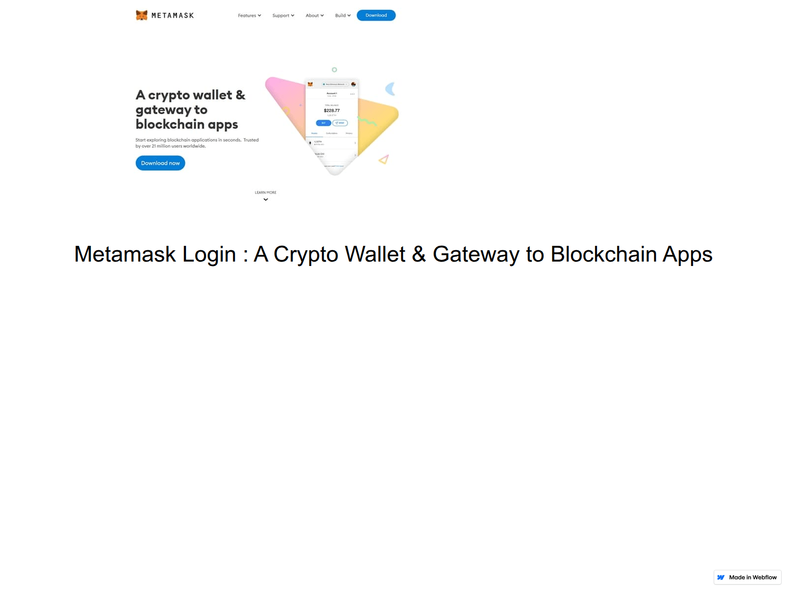 Screenshot of metamask-loginy.webflow.io